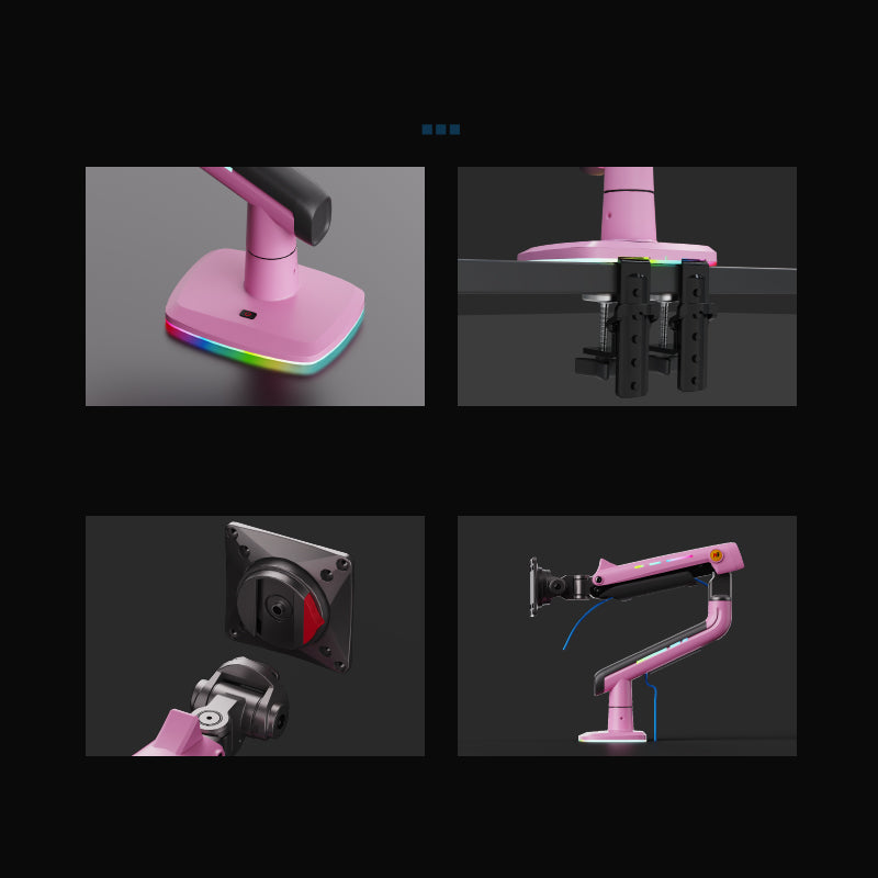 PINK RGB LIGHT Gaming Monitor Arm for Flat/Ultrawide/Curved Screen J5