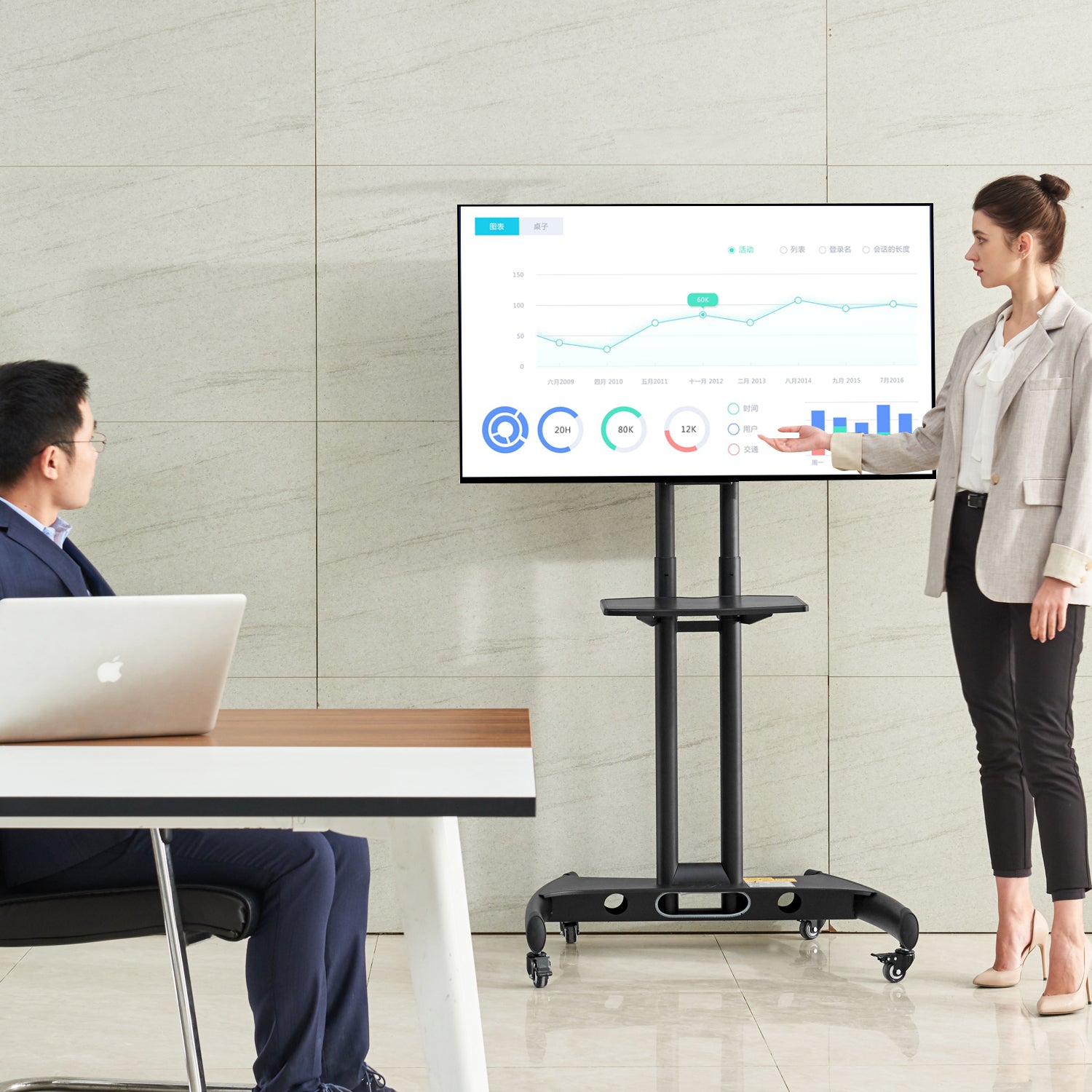 Steel TV Mobile Cart: AVA1500-60-1P Black