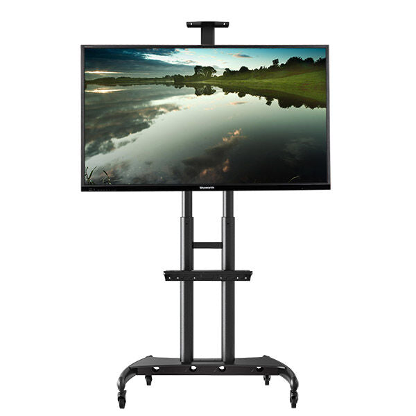 Heavy Duty Mobile TV Cart AVA1800-70-1P - 90kg capacity- Black Steel
