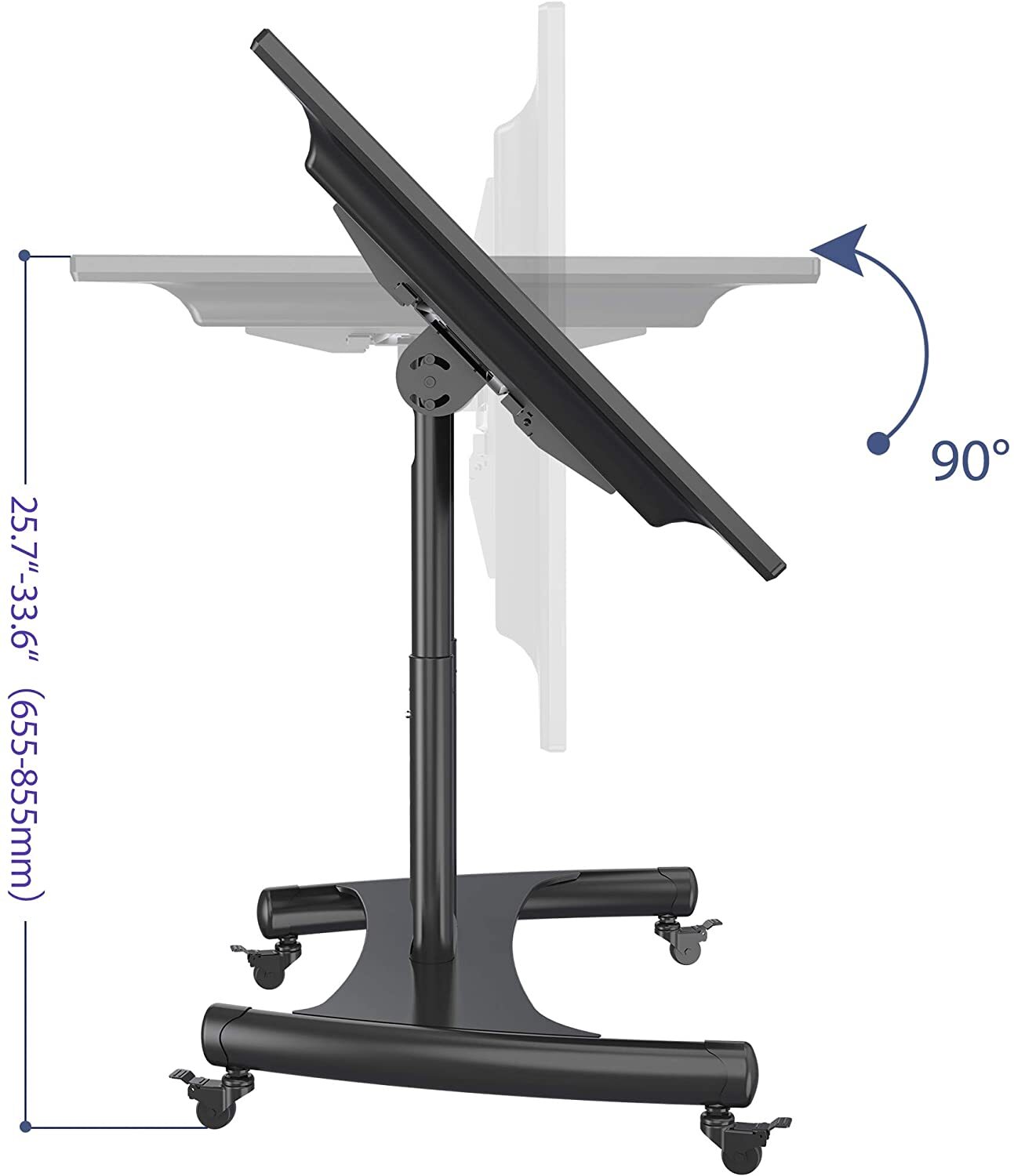 Steel TV Mobile Cart Reduced Height Tilting mobile Touch Screen Stand - Black AVA50