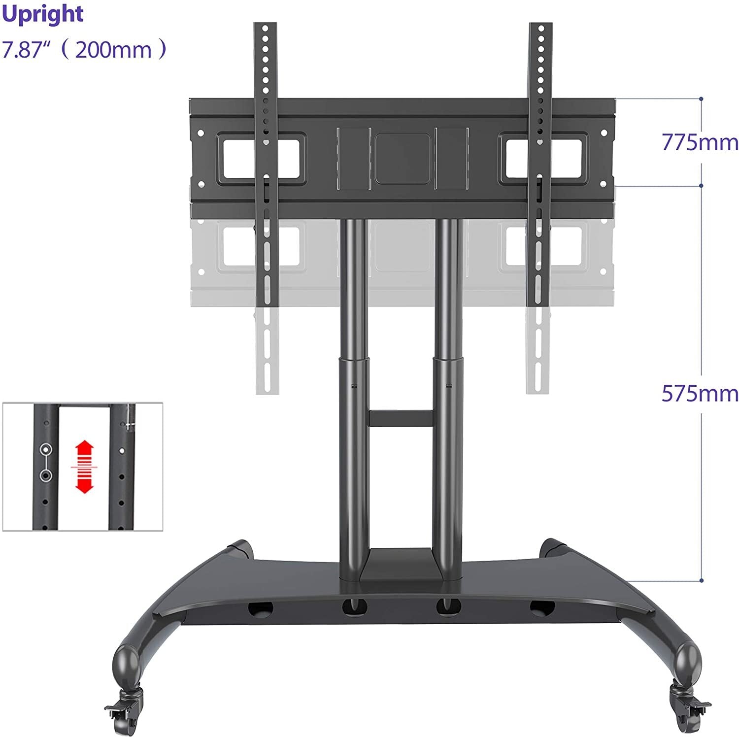Steel TV Mobile Cart Reduced Height Tilting mobile TV Stand Mount Bracket - Black AVA50