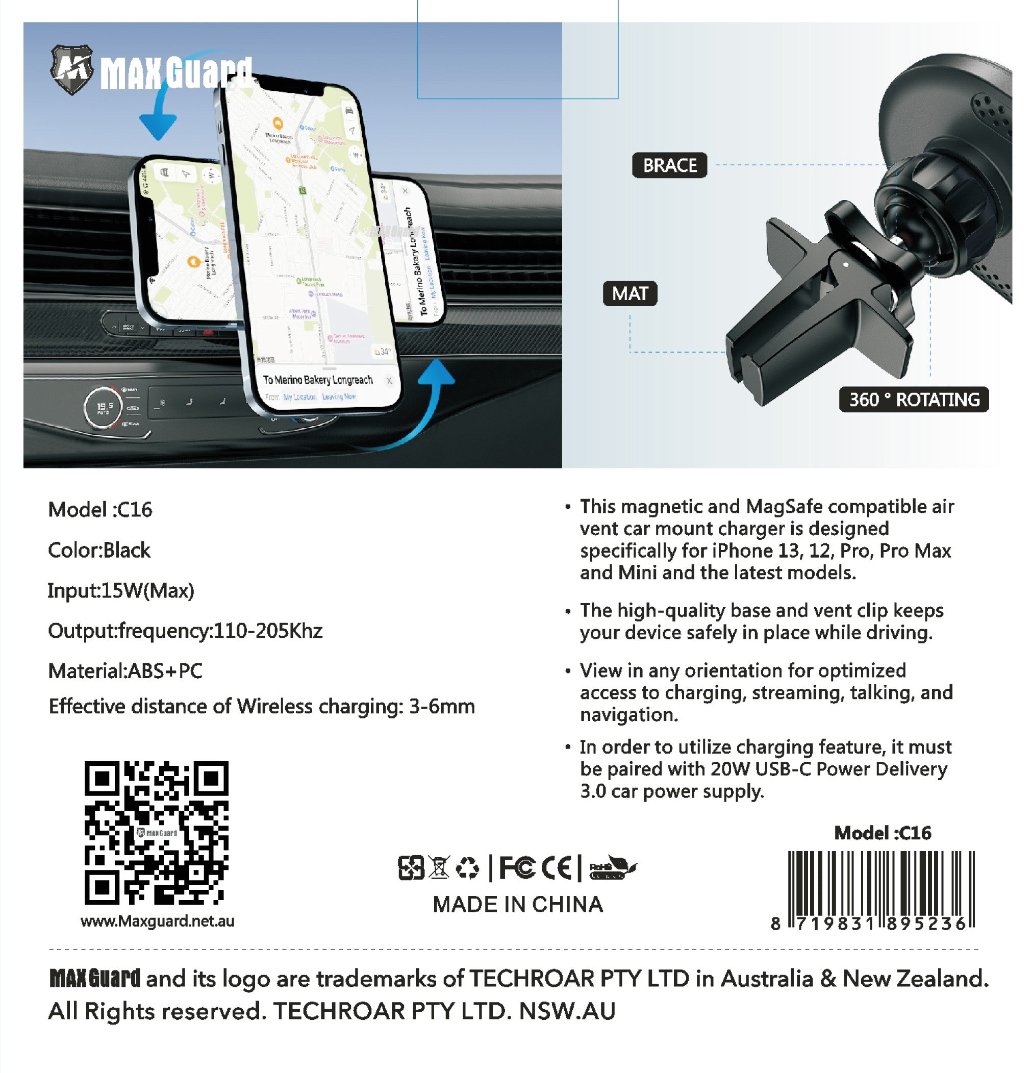 C16 Magnetic Car Mount Charger