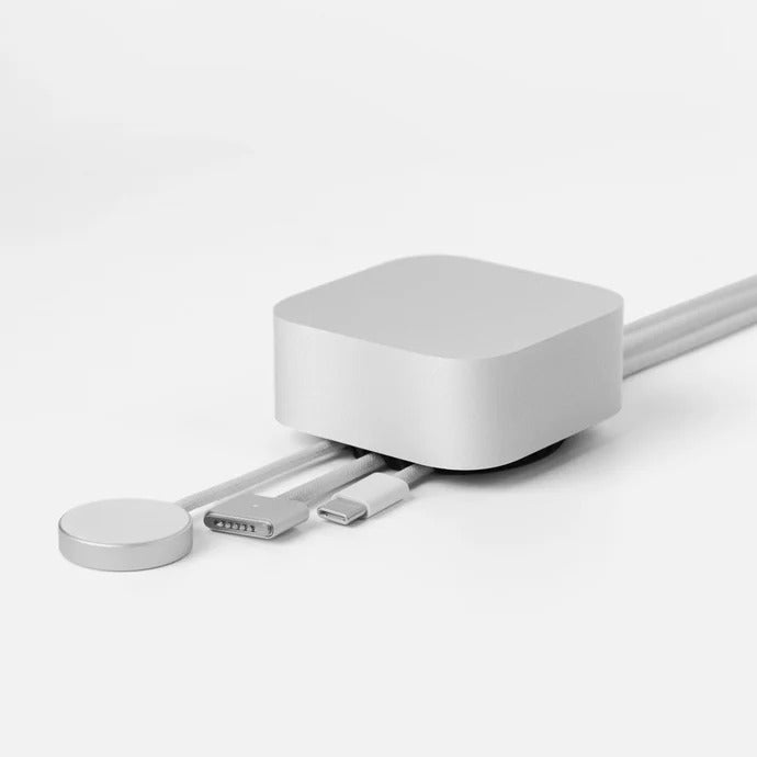 Cube Mini Weighted Desk Cable Organizer, Aluminum Cable Holder for Workspace Setup