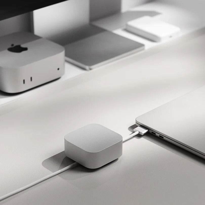 Cube Mini Weighted Desk Cable Organizer, Aluminum Cable Holder for Workspace Setup