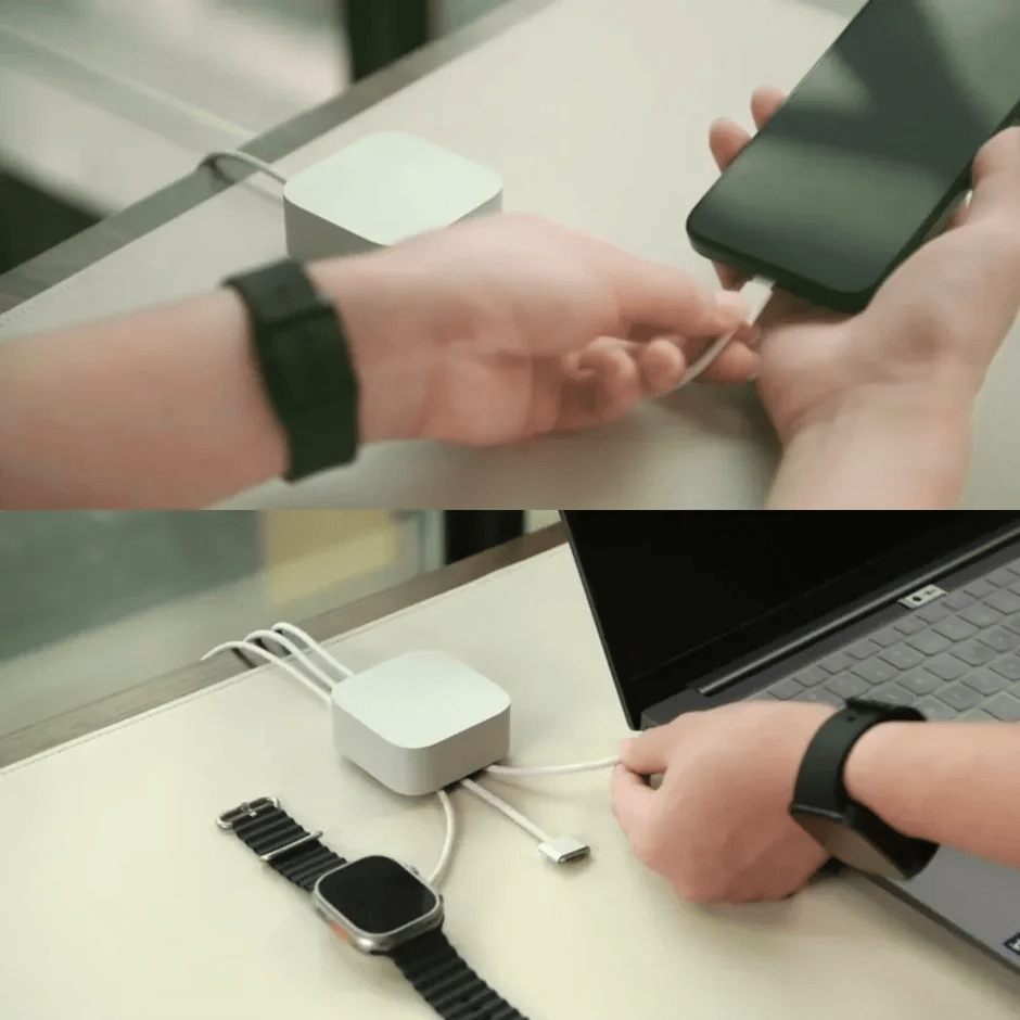 Cube Mini Weighted Desk Cable Organizer, Aluminum Cable Holder for Workspace Setup