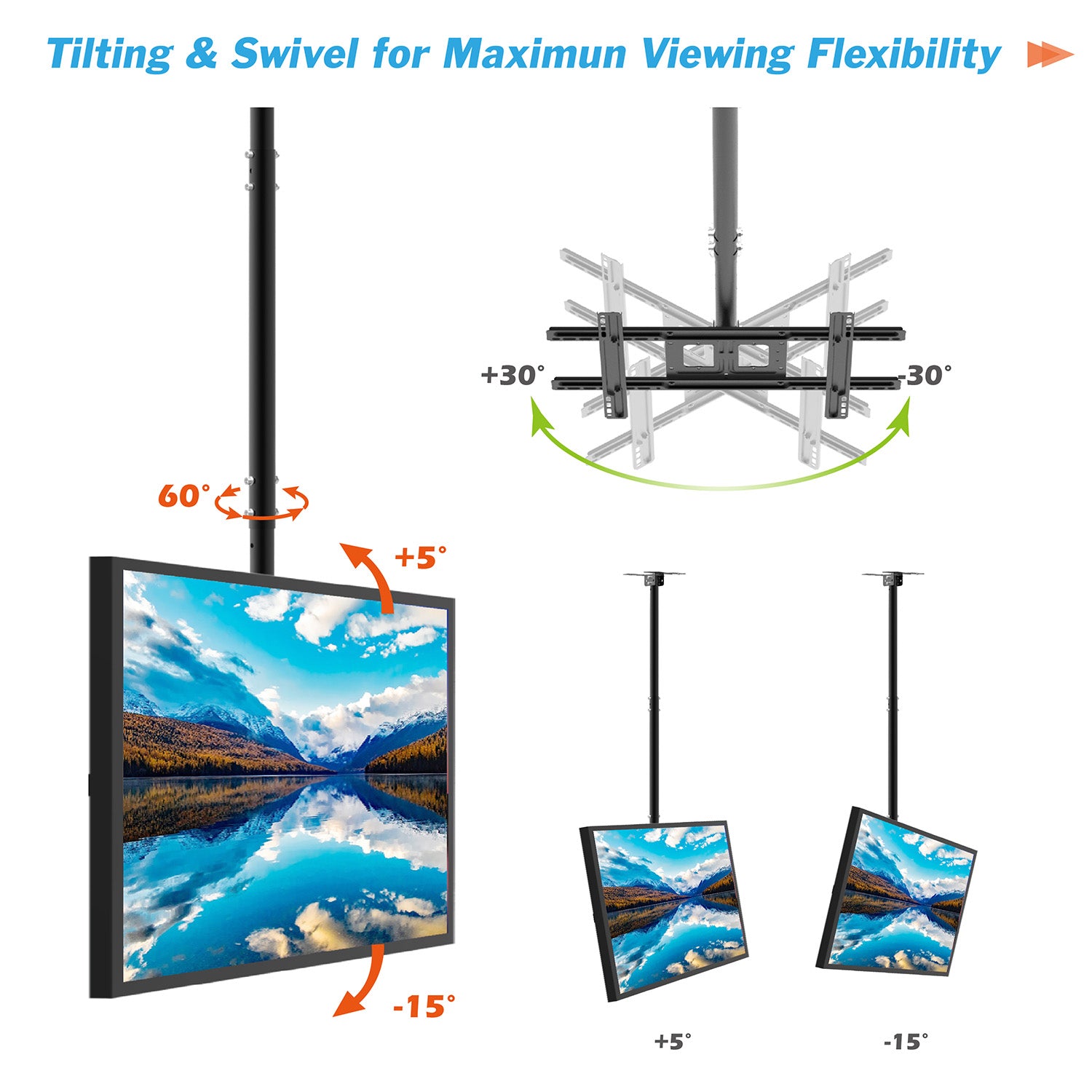 Commercial Height Adjustable TV Ceiling Mount (T560-15)