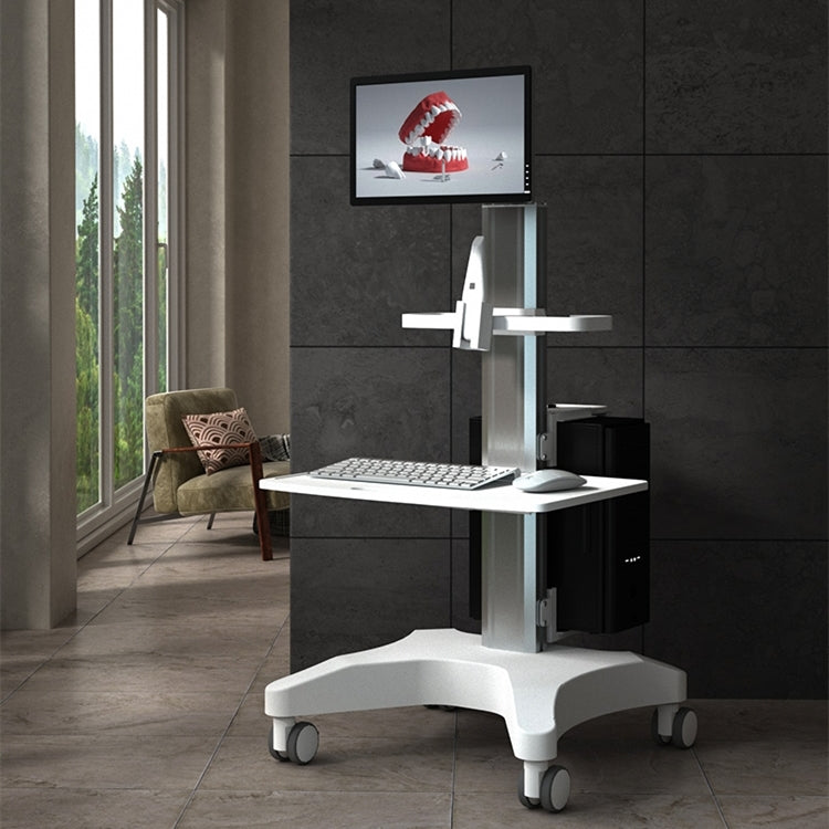 Clinic Mobile Computer Work station Cpu Monitor Cart 1150mm