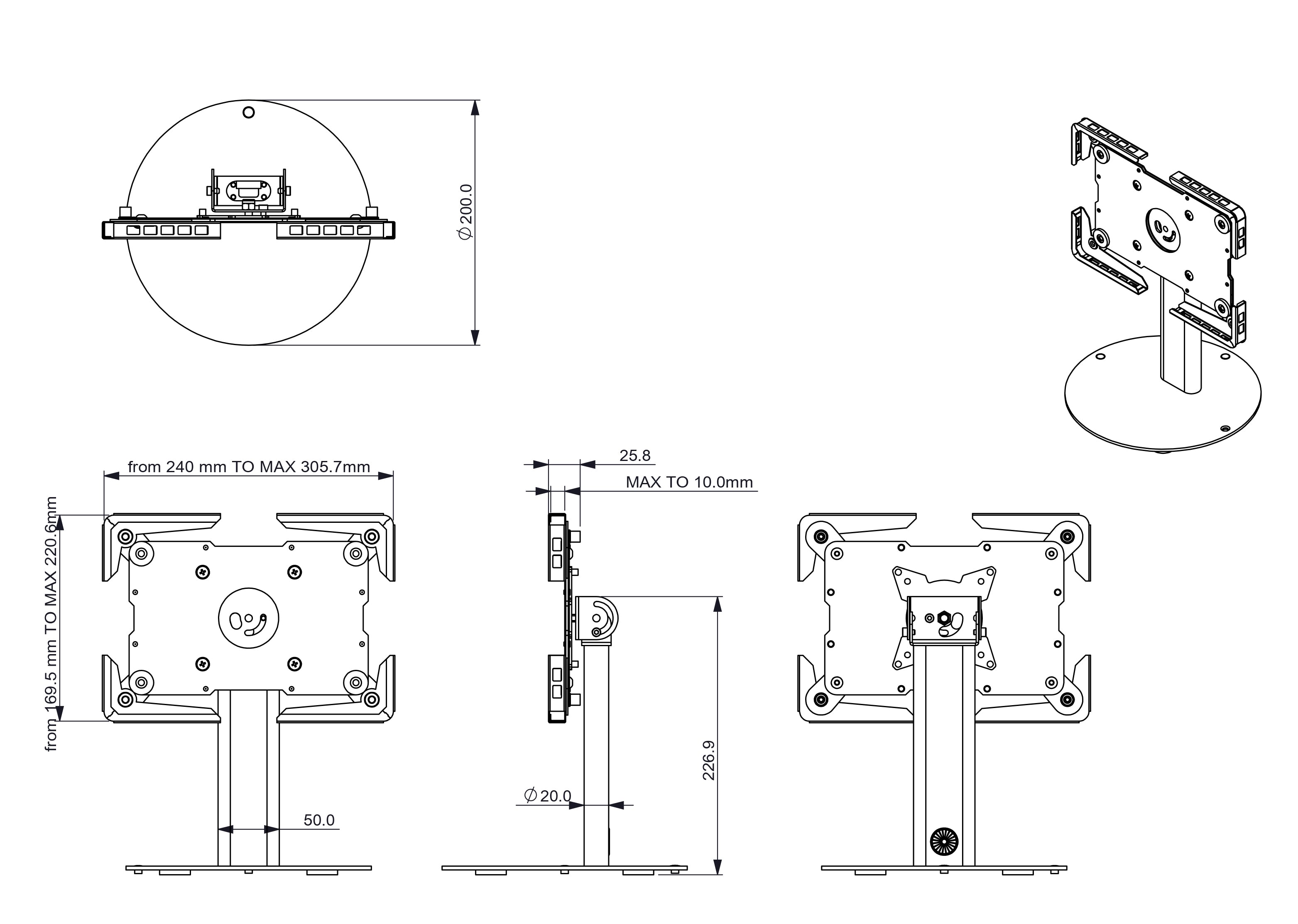 IPAD TABLET Securiy Table Touch Stand Tilt Rotate Ipa1