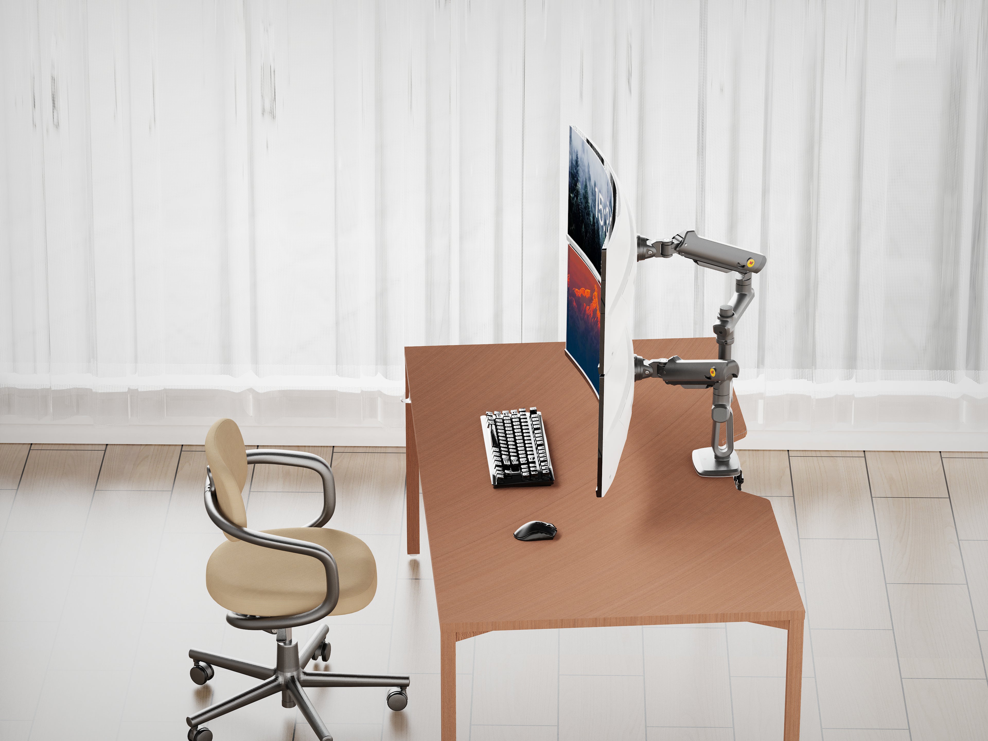 NB D9C Dual Monitor Mount Gas Spring Arm for 27-50" Screens | Height Adjustable, 360° Rotation