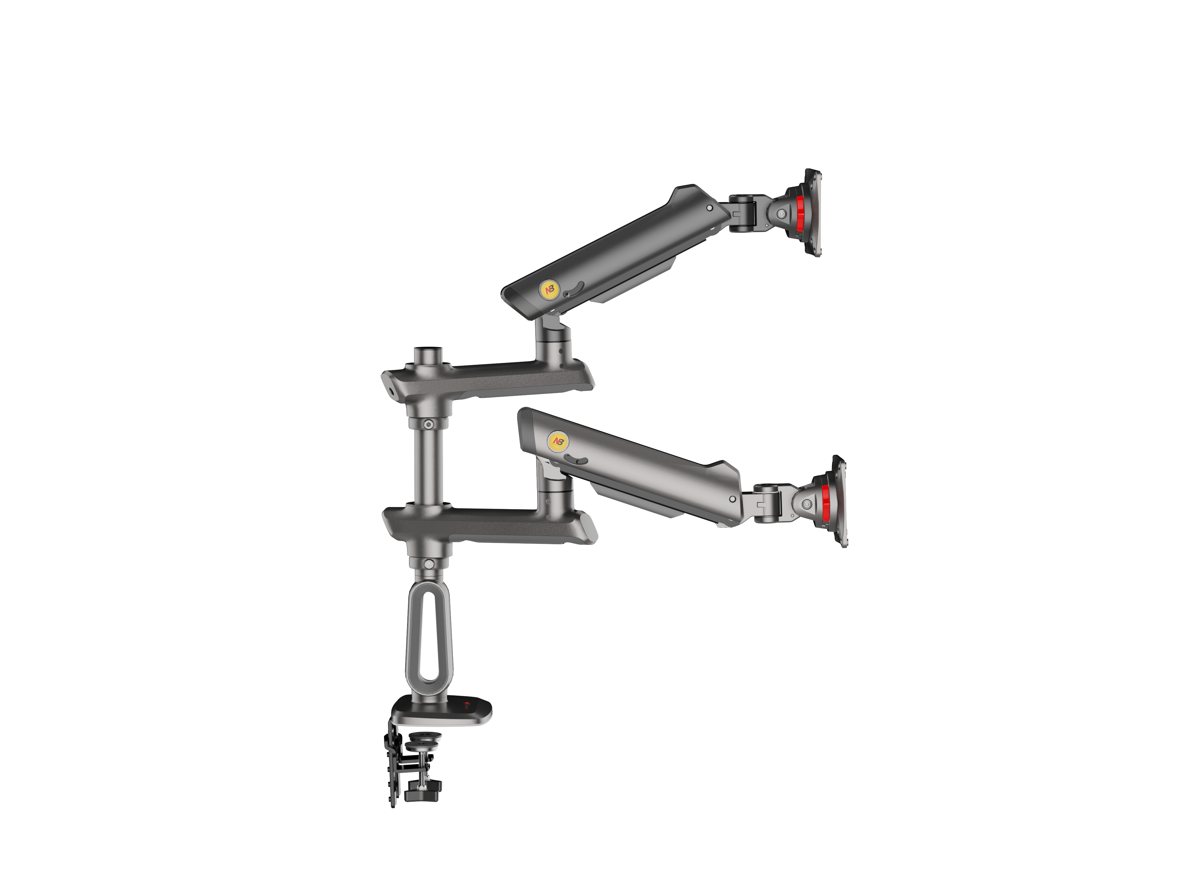 NB D9C Dual Monitor Mount Gas Spring Arm for 27-50" Screens | Height Adjustable, 360° Rotation
