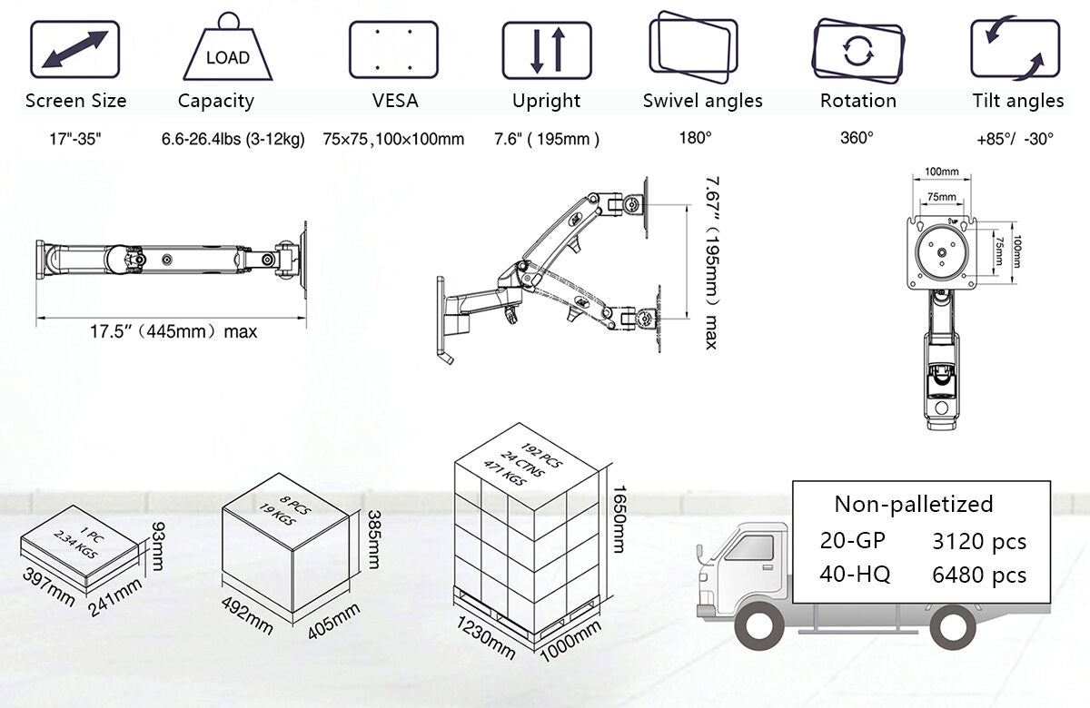 TV Wall Mount for 17-35" Screens Low Profile F150B