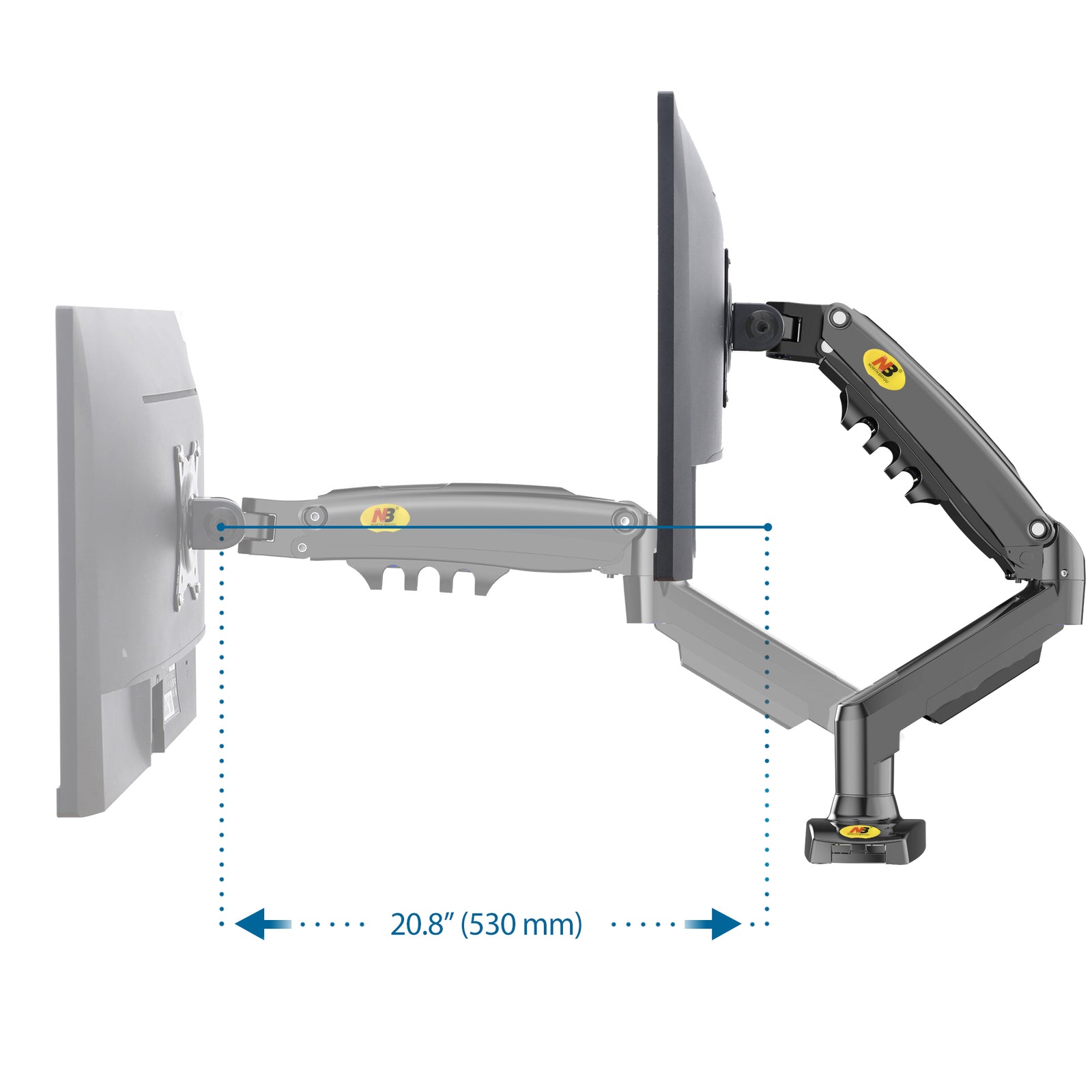 Dual Monitor Arm for 17-27" Screens Gas Spring Adjustment F160-G AU