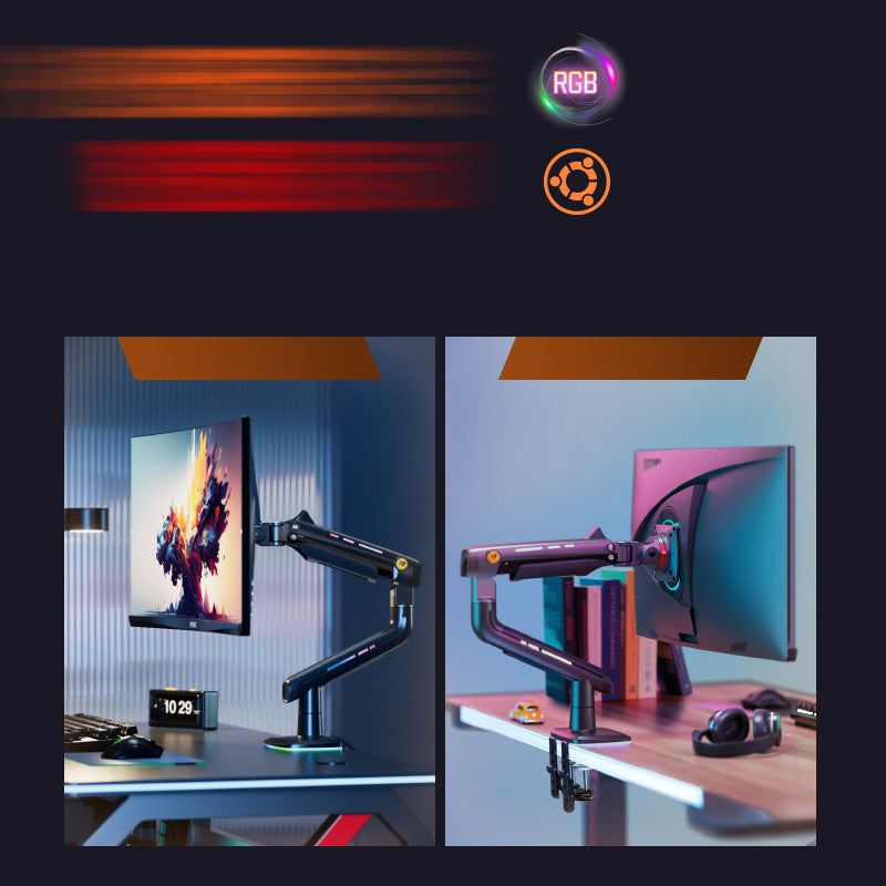 RGB LIGHT Gaming Monitor Arm for Flat/Ultrawide/Curved Screen F5