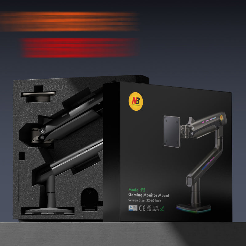 RGB LIGHT Gaming Monitor Arm for Flat/Ultrawide/Curved Screen F5