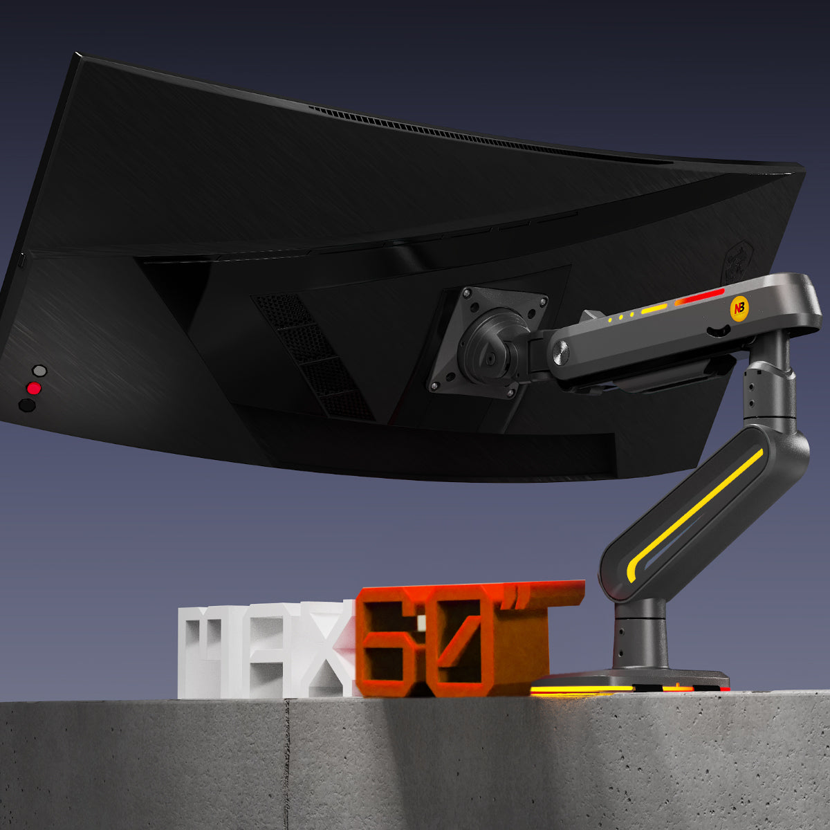RGB LIGHT Gaming Monitor Arm for Flat/Ultrawide/Curved Mount F6