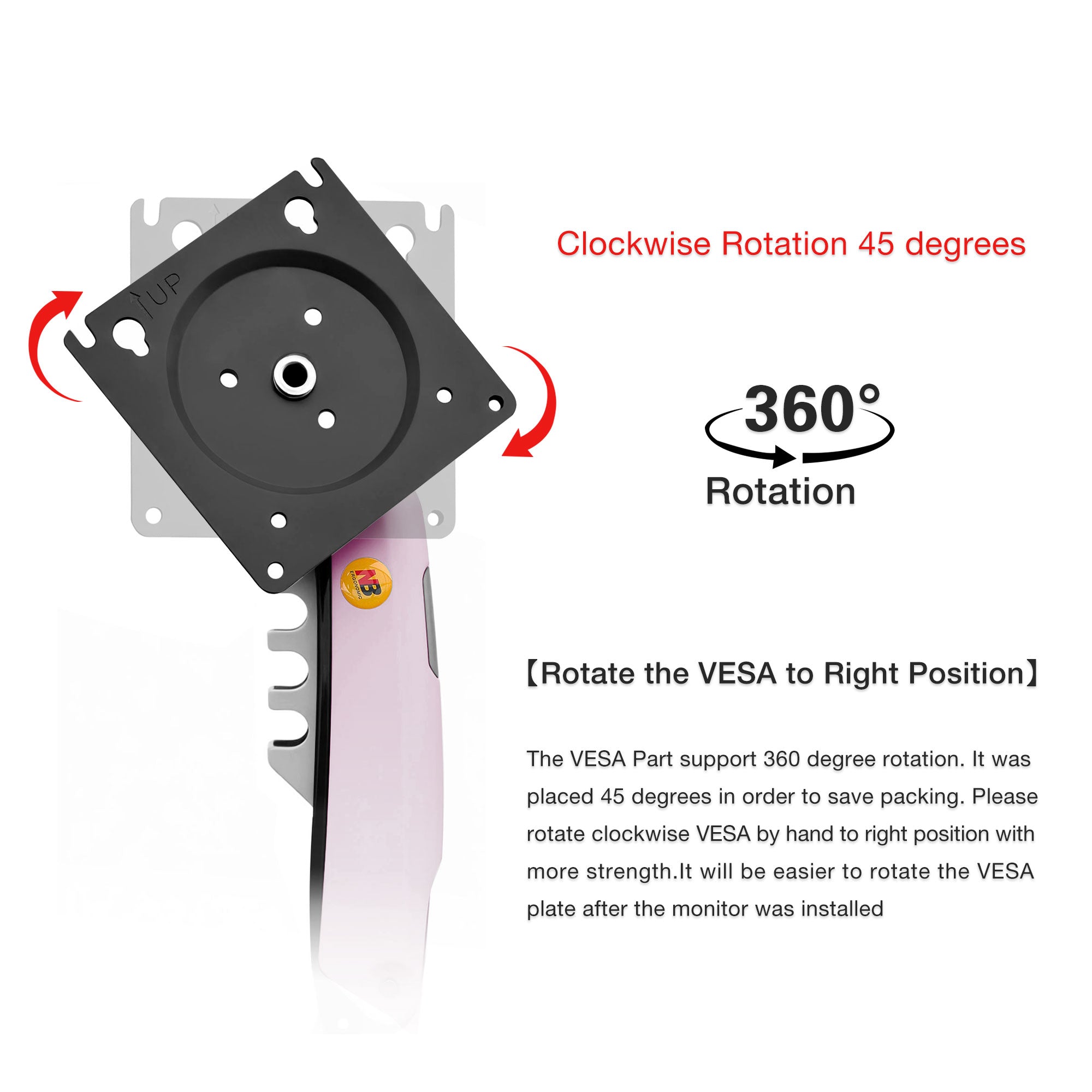 Pink Gas Lift Monitor Arm for 17-30" Screens VESA 75/100 F80-XJ AU Stock