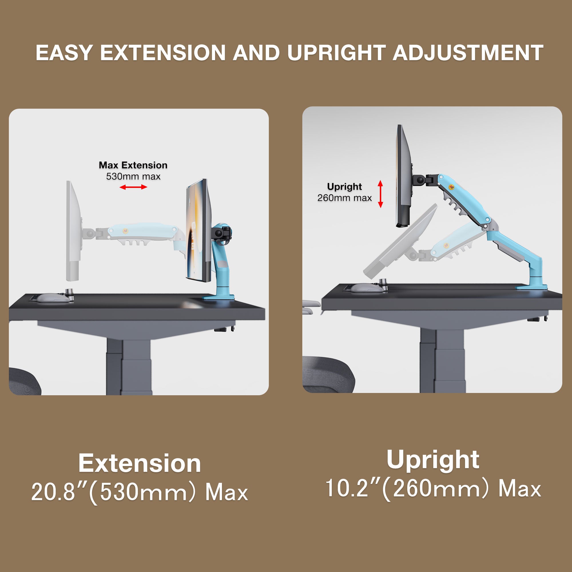 Blue Gas Lift Arm for 17-30" Dual Gaming/Office Use VESA 75/100 F80-XM AU Stock