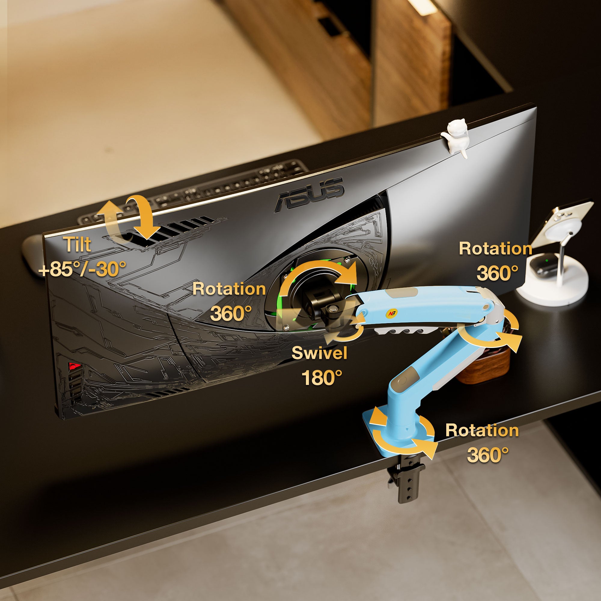 Blue Gas Lift Arm for 17-30" Dual Gaming/Office Use VESA 75/100 F80-XM AU Stock