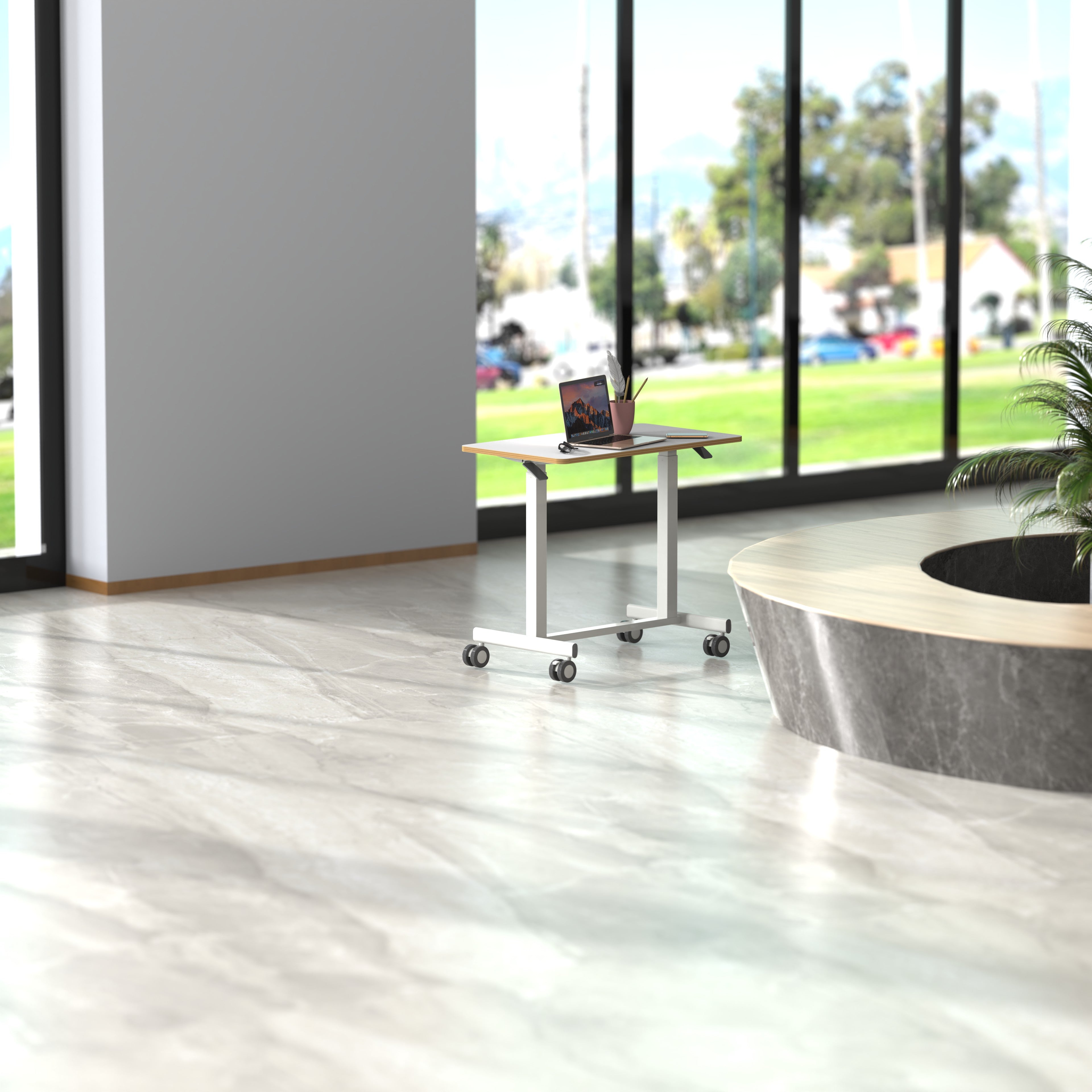 Mobile WHEELY Sit Stand Desk 880X500MM FC101ww