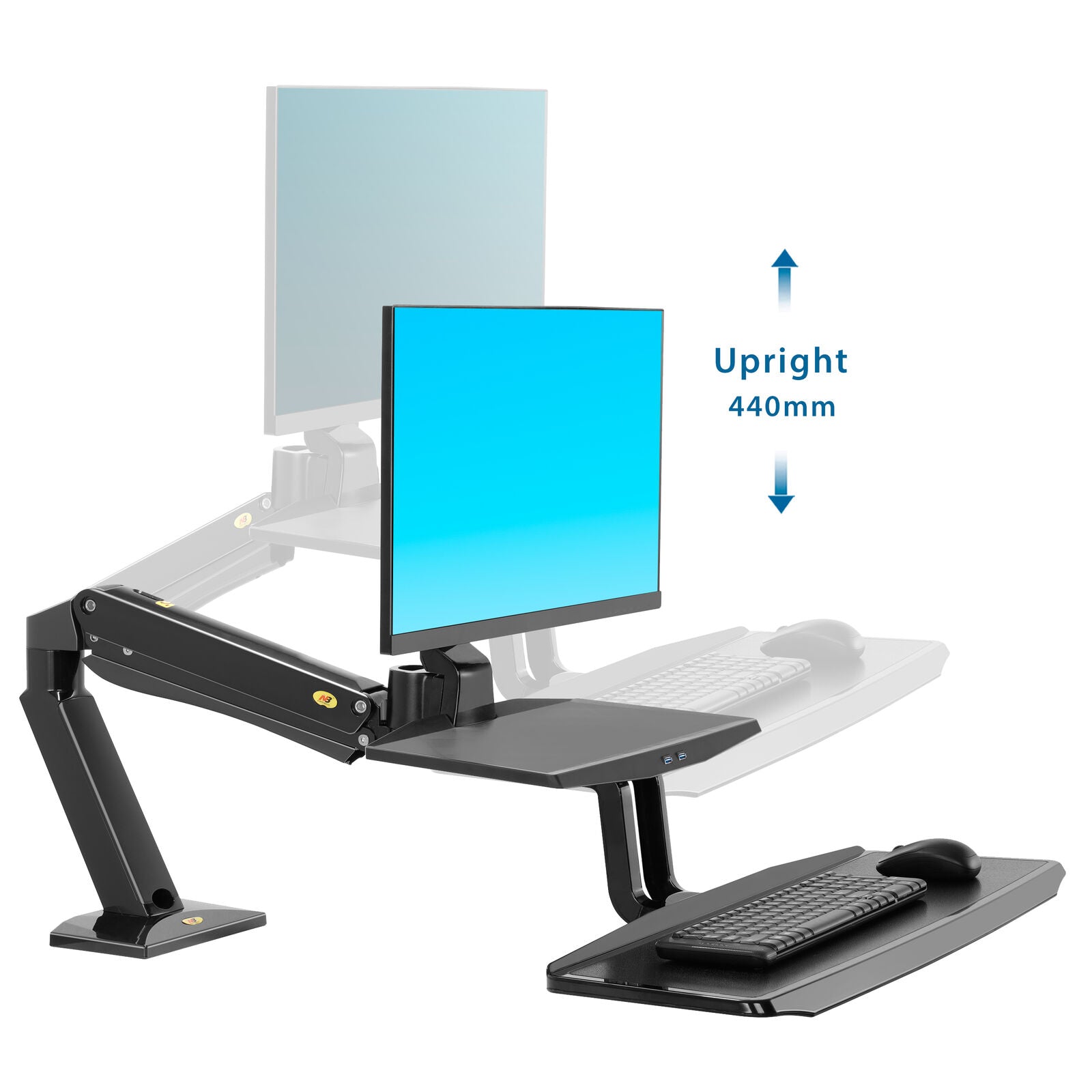 24"-35" FC55-B Sit Stand Desk Dual Screen Mount