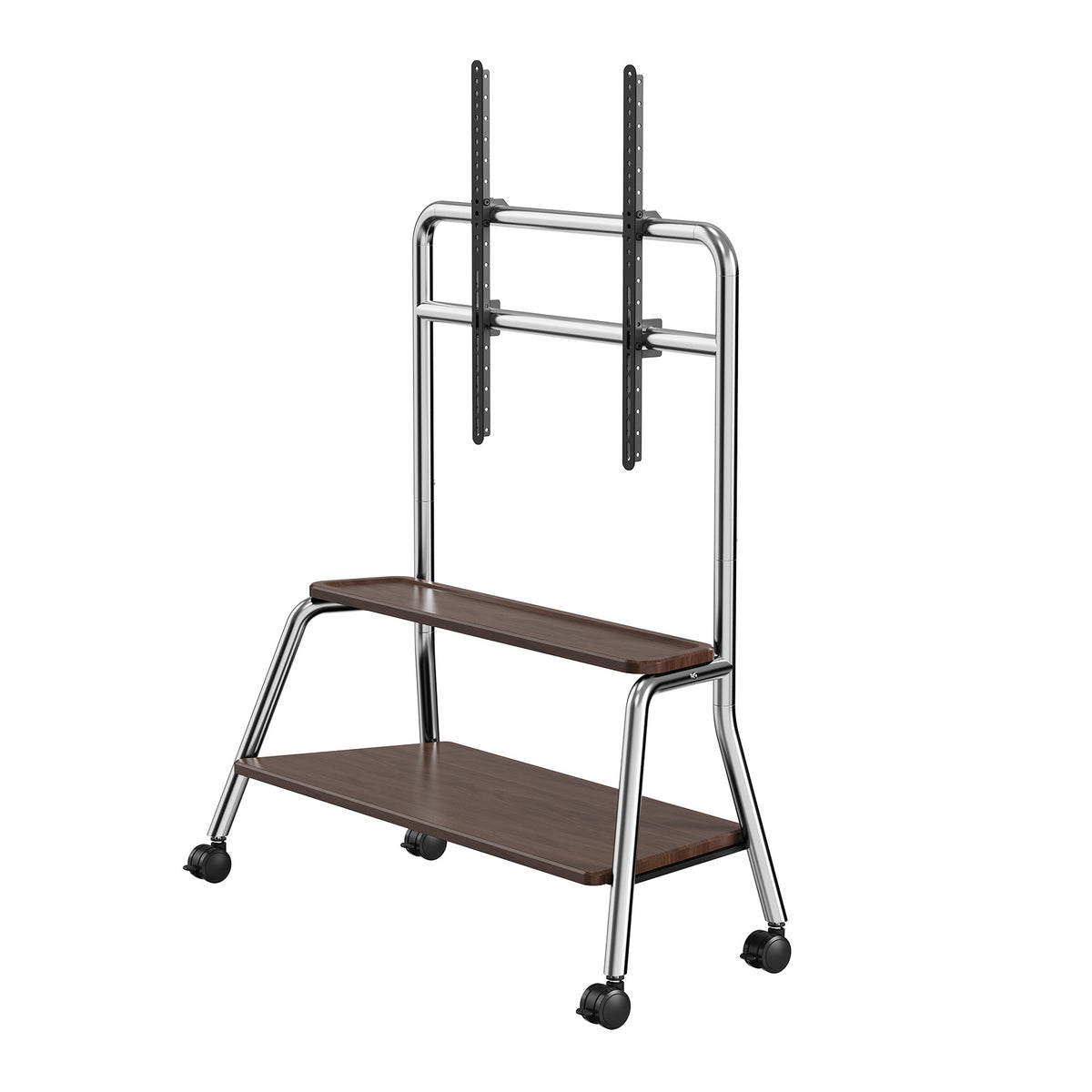 Rolling TV Cart on Lockable Casters, Movable TV Stand, Height Adjustable TV Trolley with Storage Shelf for 32" to 90" Screens