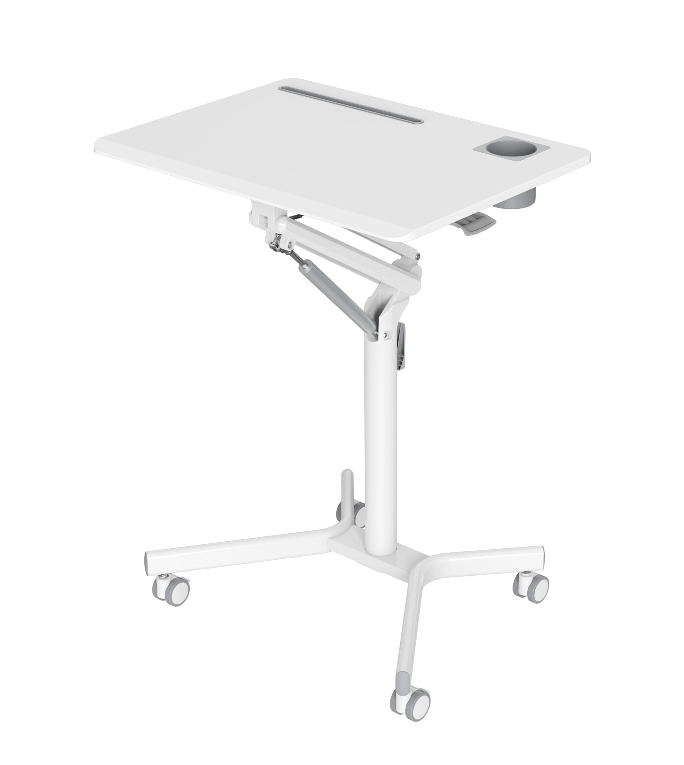 GKU Height Adjustable Mobile Standing Desk with Wheels 700x520mm Sit Stand Desk Laptop Desk for Home Office FDS101B-W
