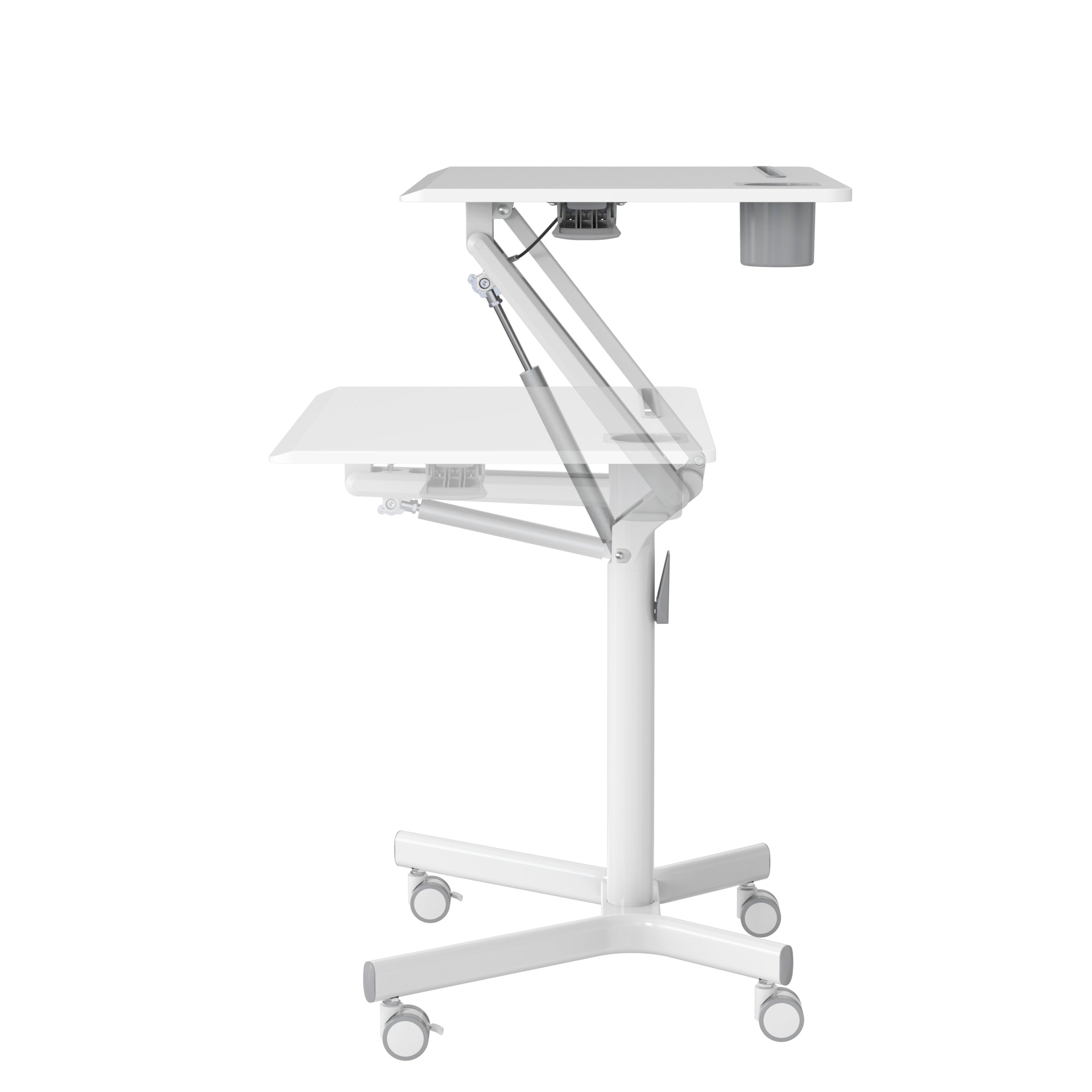 GKU Height Adjustable Mobile Standing Desk with Wheels 700x520mm Sit Stand Desk Laptop Desk for Home Office FDS101B-W