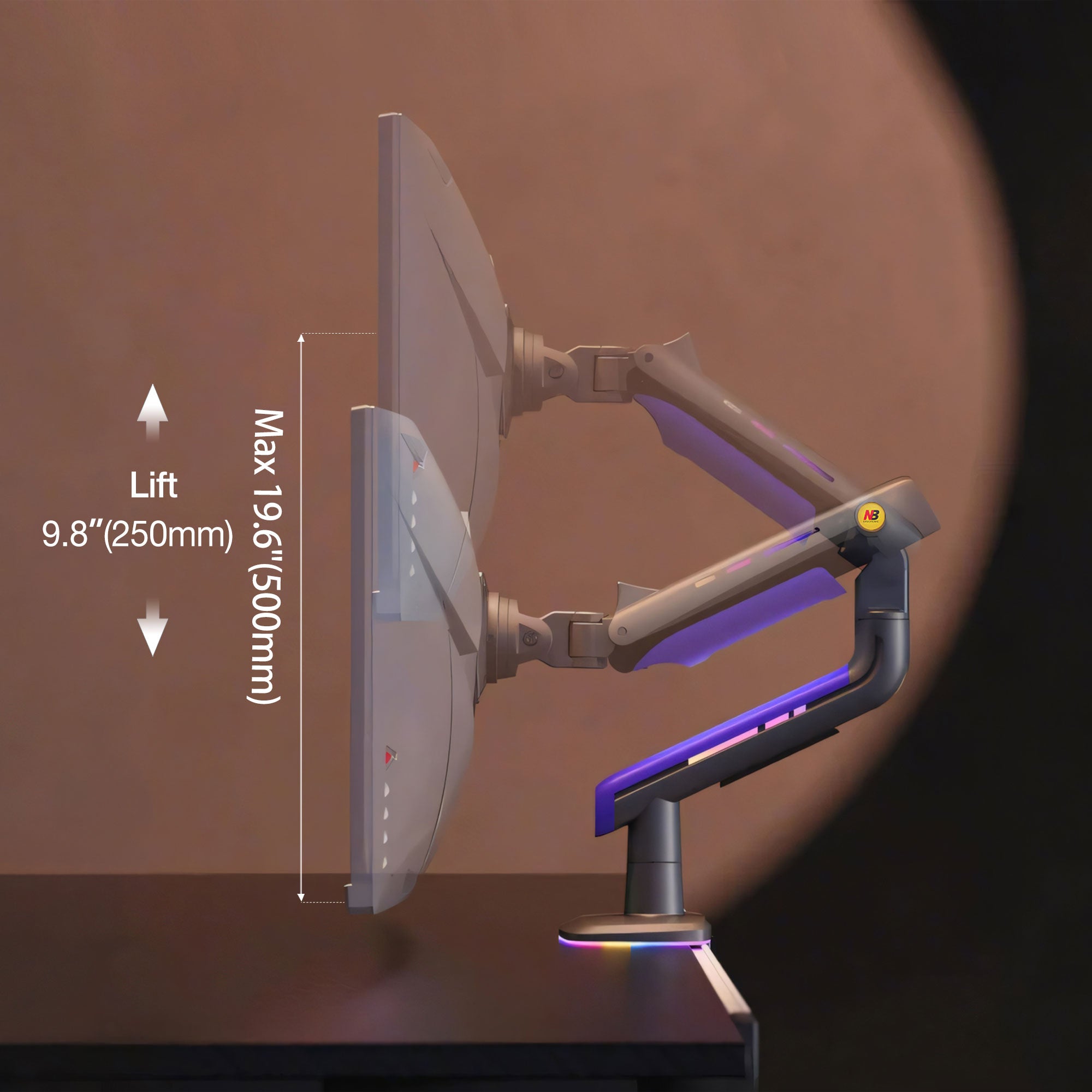 RGB LIGHT Gaming Monitor Arm for Flat/Ultrawide/Curved Screen G60game