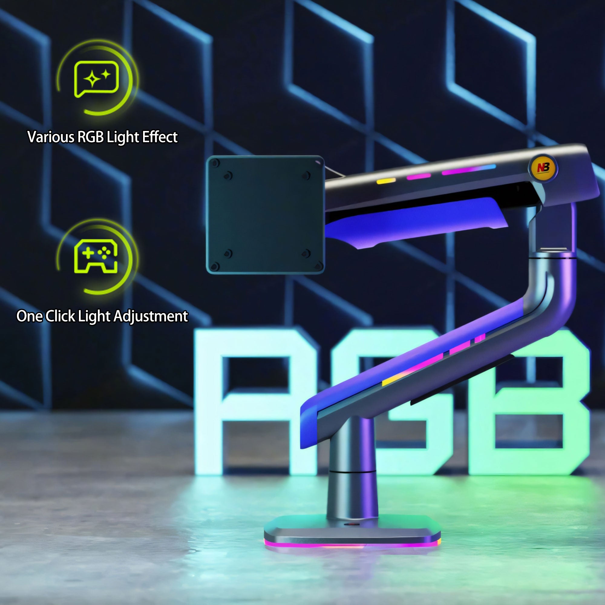 RGB LIGHT Gaming Monitor Arm for Flat/Ultrawide/Curved Mount G60game
