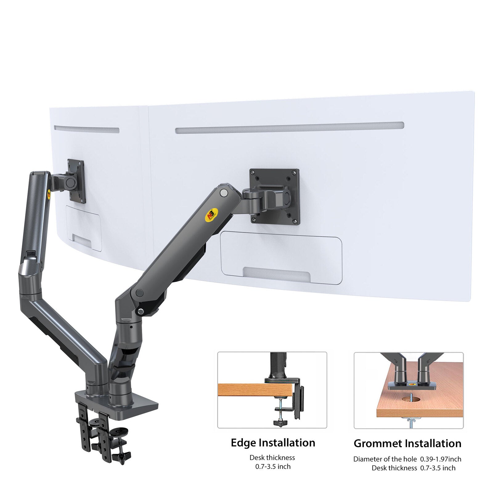 Curved Dual Screen Monitor Mount HD G65 for large screens up to 16kg