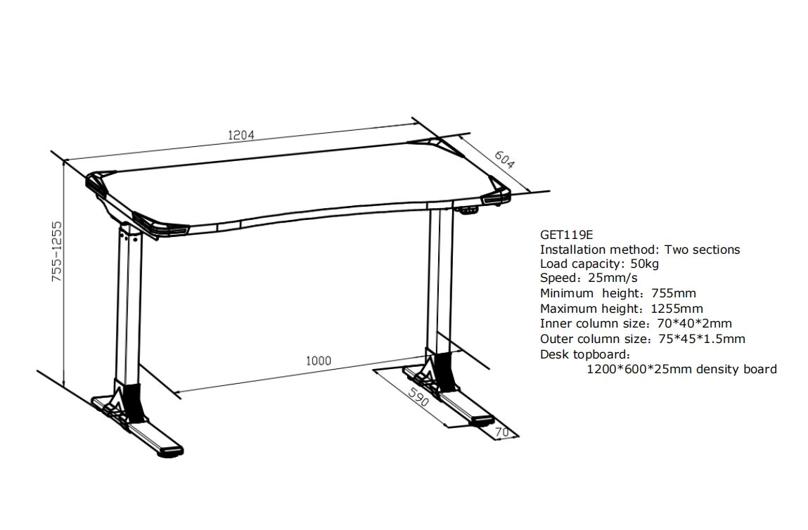 CLEARANCE Flexi-Desk Carbon Fibre finish Electric Sit/Stand Gaming Desk