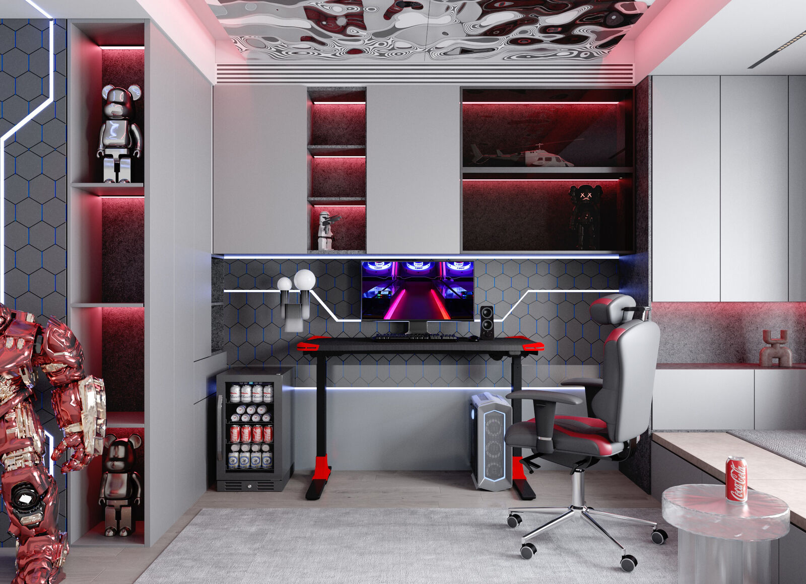 CLEARANCE Flexi-Desk Carbon Fibre finish Electric Sit/Stand Gaming Desk