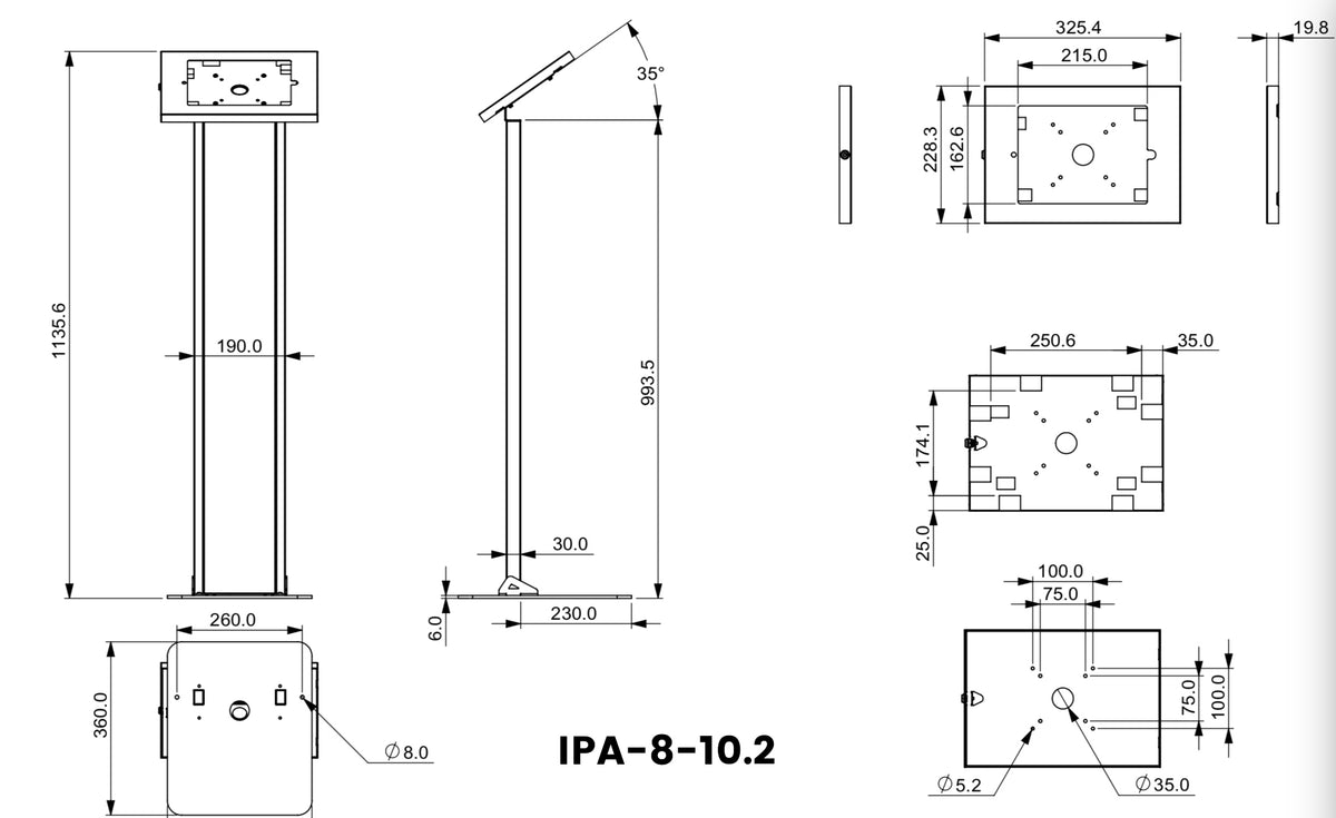 Mountech iPad Floor Security Metal Stand Display Touch IPA8