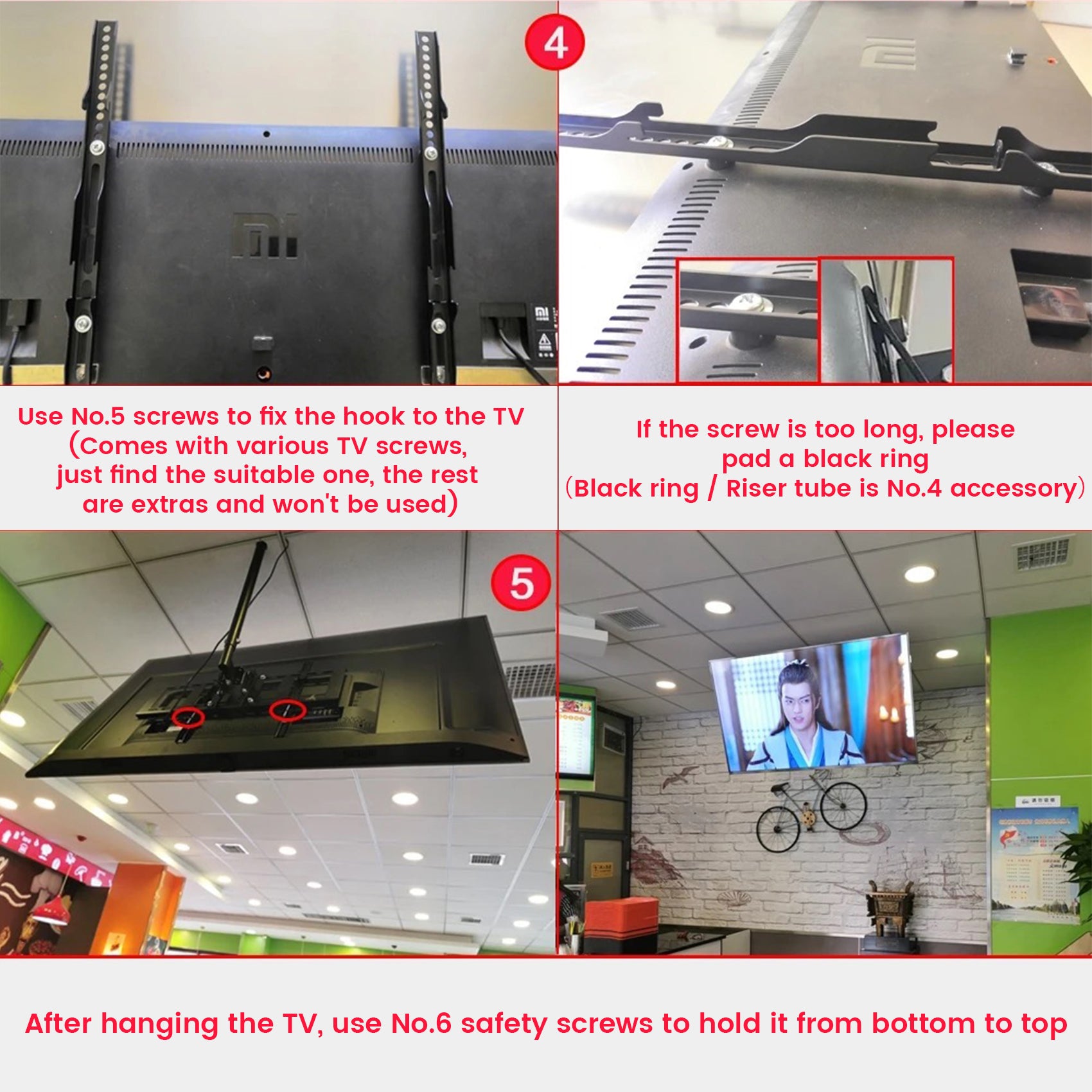 Heavy duty 3-4 screens ceiling mount menu board