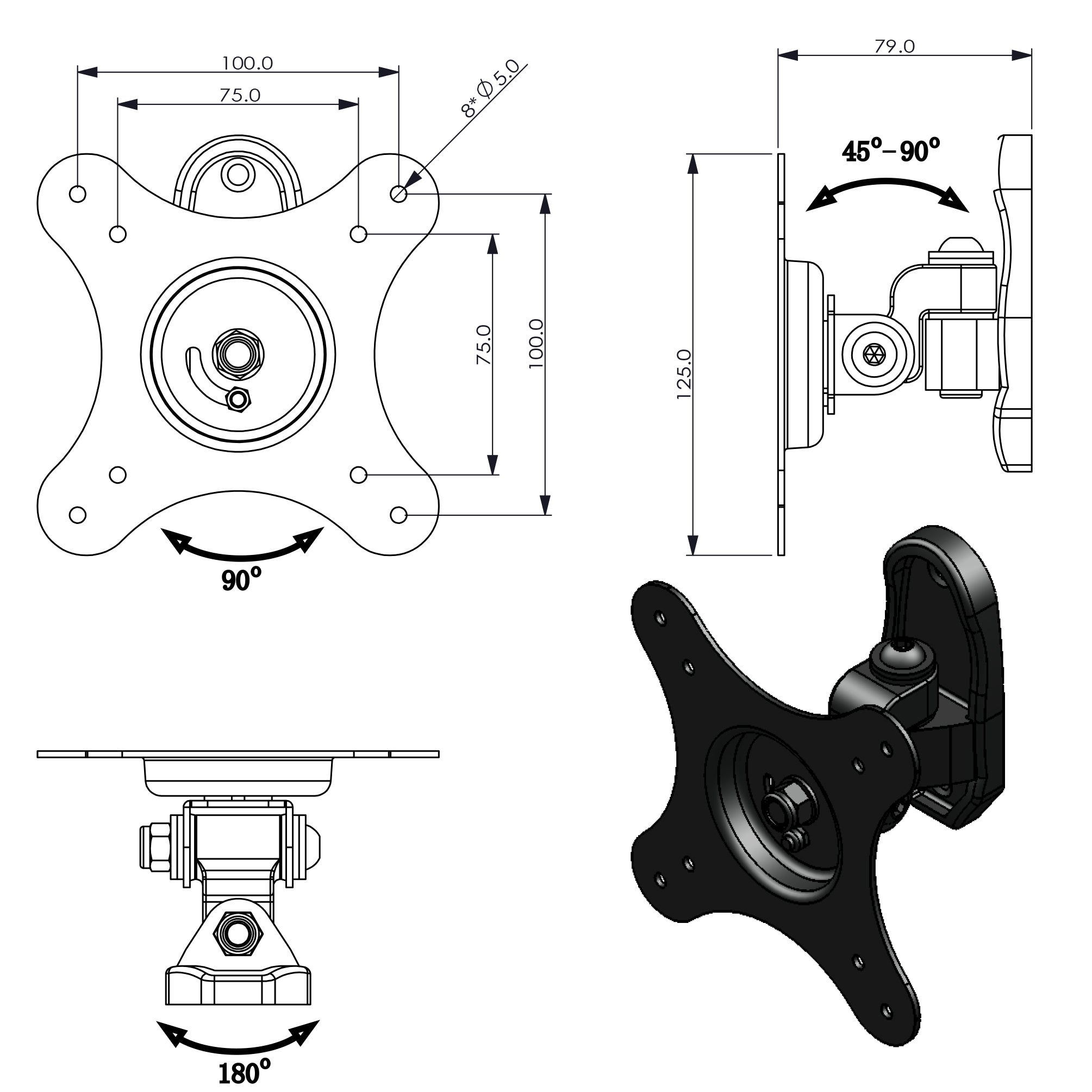 Cantilever Wall Mount 10"-30" Compact
