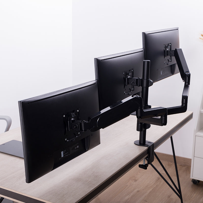 Pole Mounted Gas Spring Monitor Arms 3 Screens