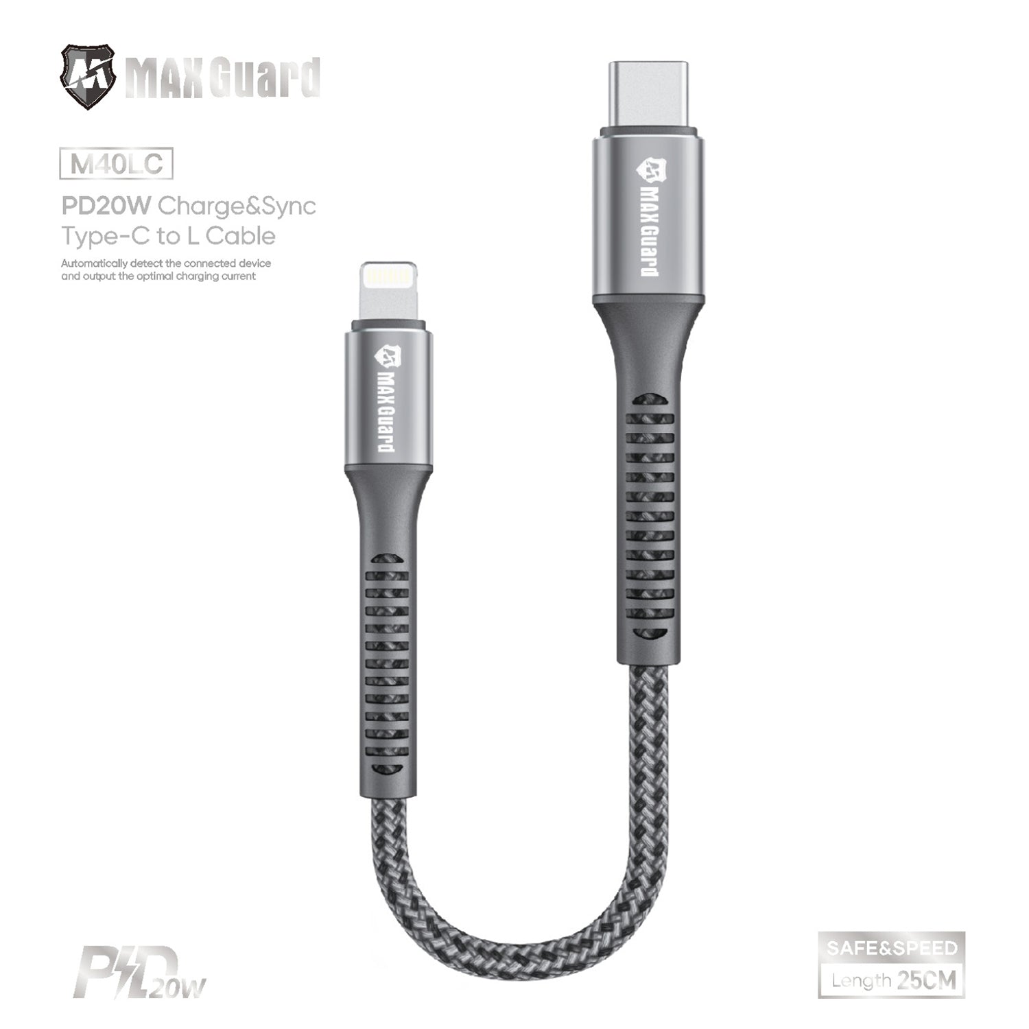 M40LC Lightning to Type c Cable with PD20W 25cm