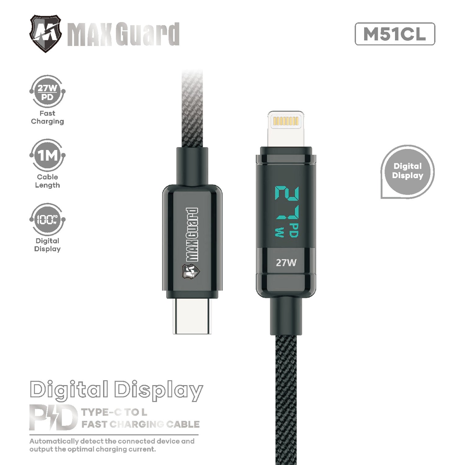 M51CL Type-C to Lightning Cable Digital Display