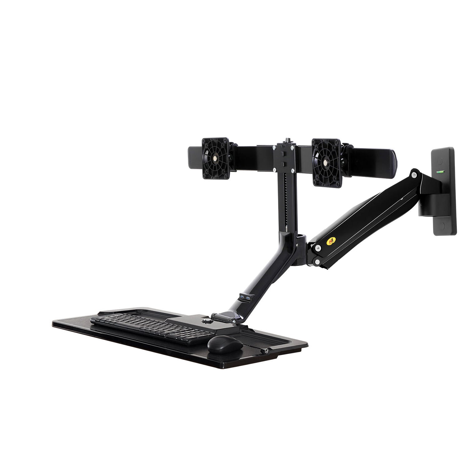 Fits 22"-27" Monitors.NB MC40-2A-B Dual Monitor Wall Mount with Keyboard Tray Black