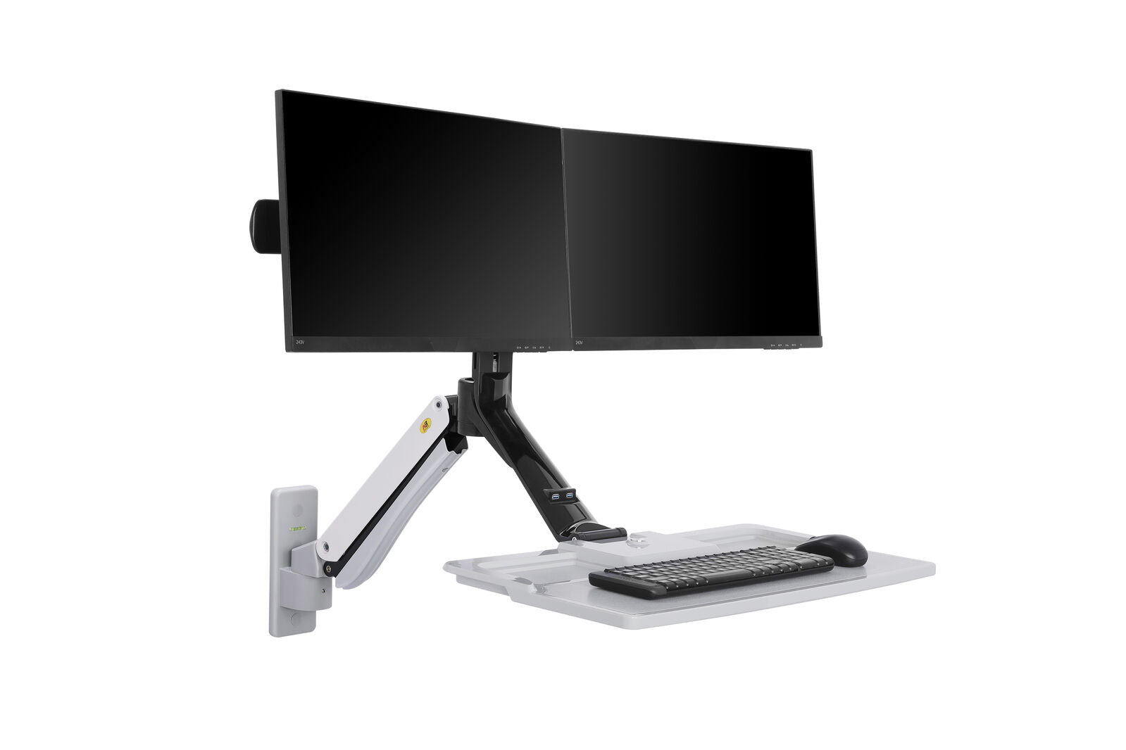 Fits 22"-27" Monitors.NB MC40-2A-w Dual Monitor Wall Mount with Keyboard Tray White