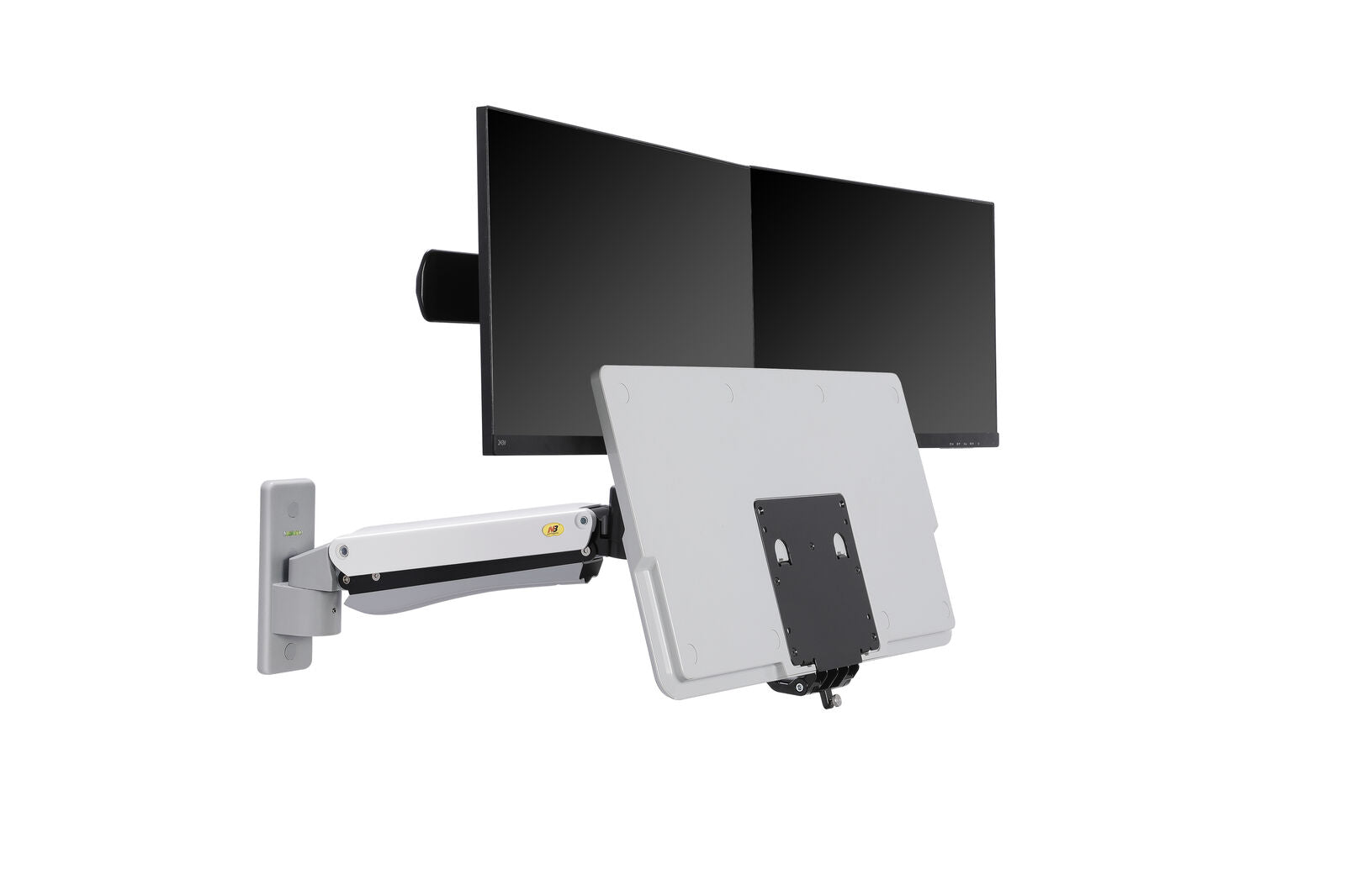 Fits 22"-27" Monitors.NB MC40-2A-w Dual Monitor Wall Mount with Keyboard Tray White