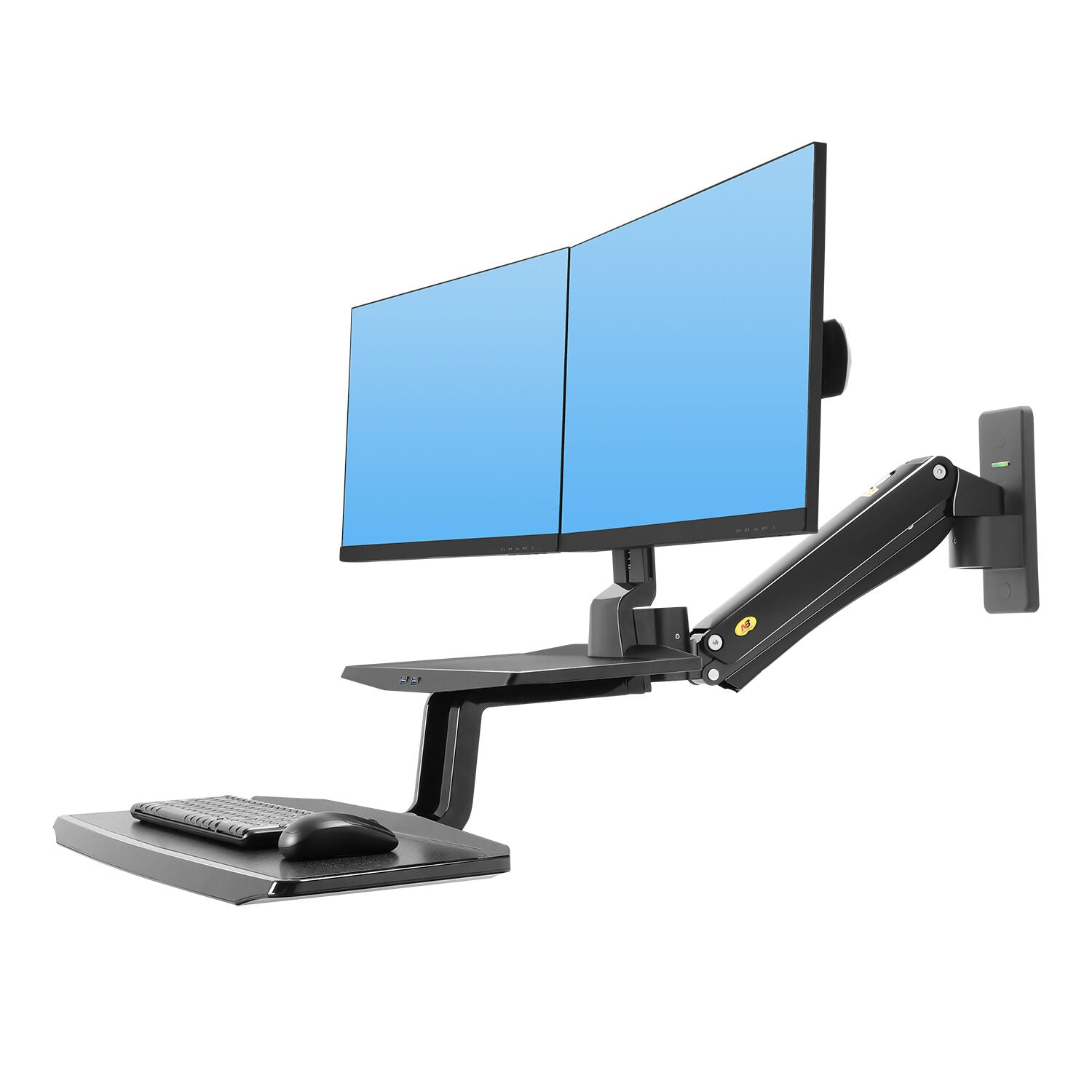 Fits 22"-27" Monitors.NB MC55-2A Dual Monitor Wall Mount with Keyboard Tray