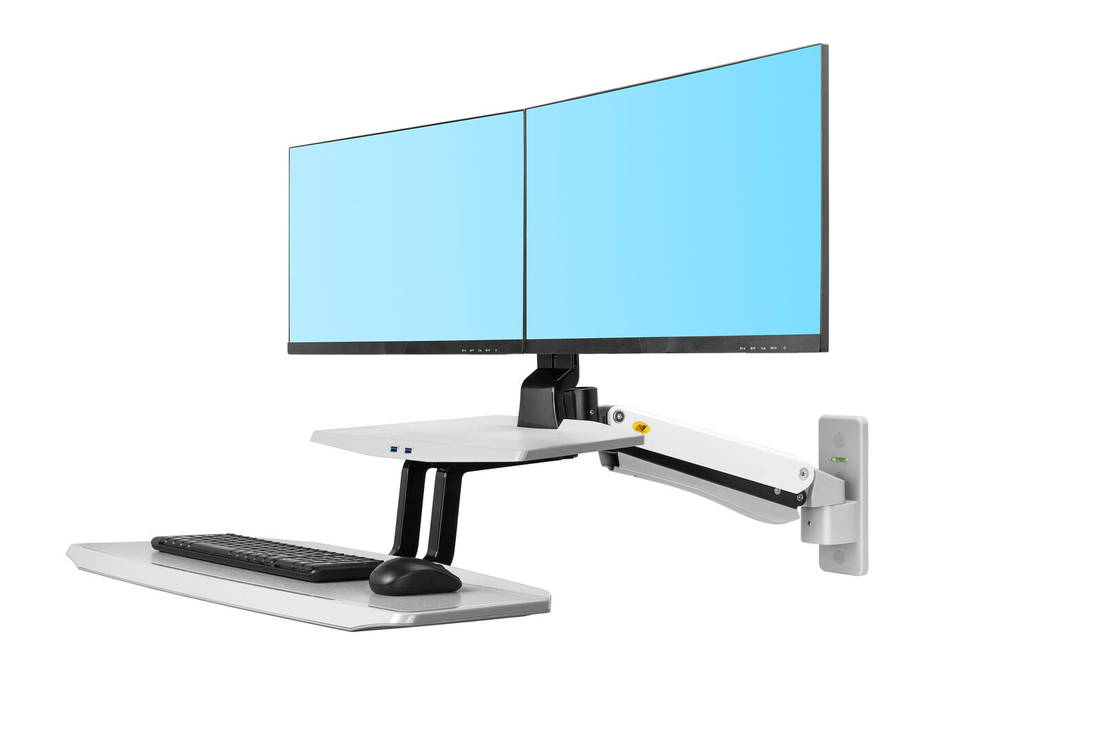 Fits 22"-27" Monitors.NB MC55-2A Dual Monitor Wall Mount with Keyboard Tray