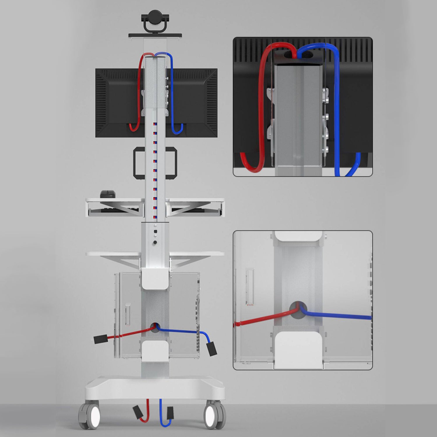 Clinic Medical Mobile Computer Work station Cpu Monitor Cart 1655mm