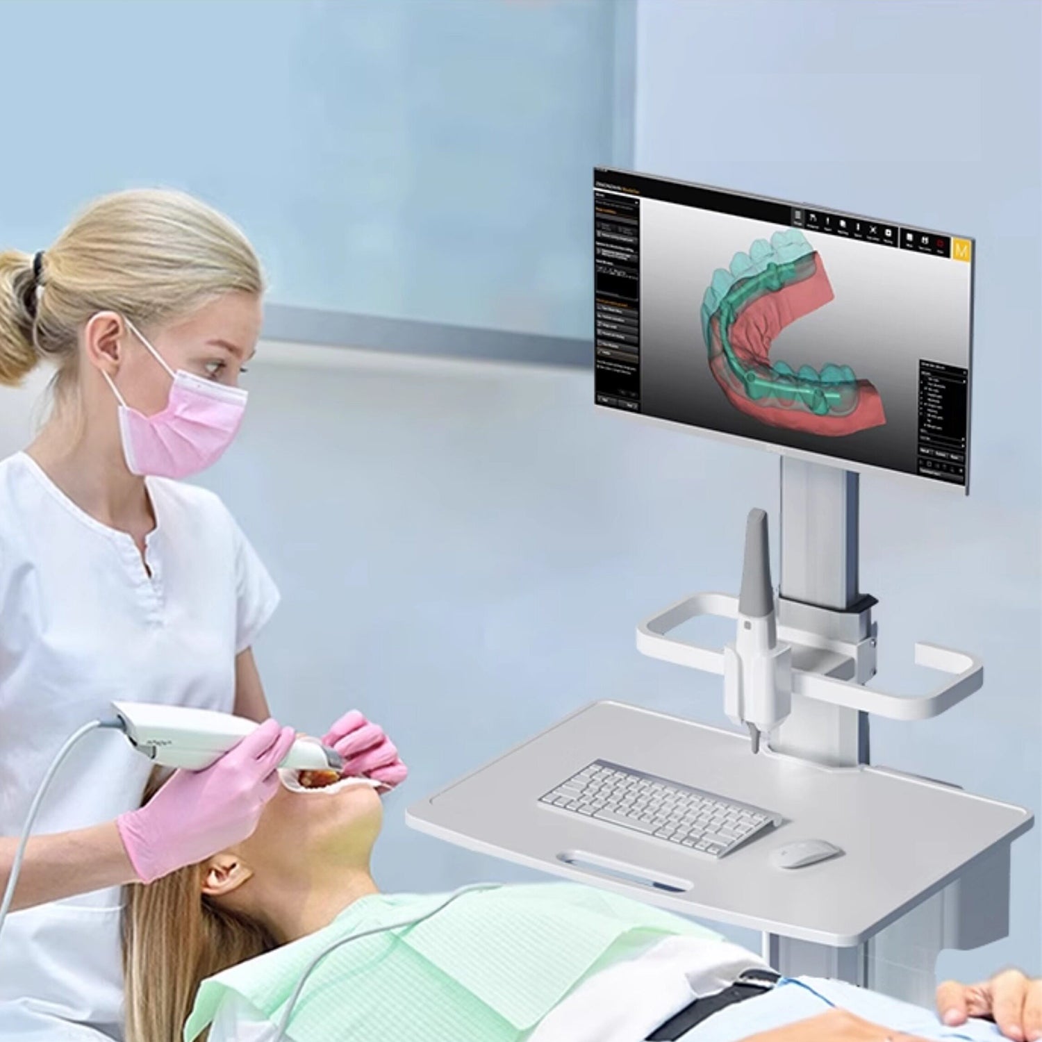 Clinic Mobile Computer Work station Cpu Monitor Cart 1150mm