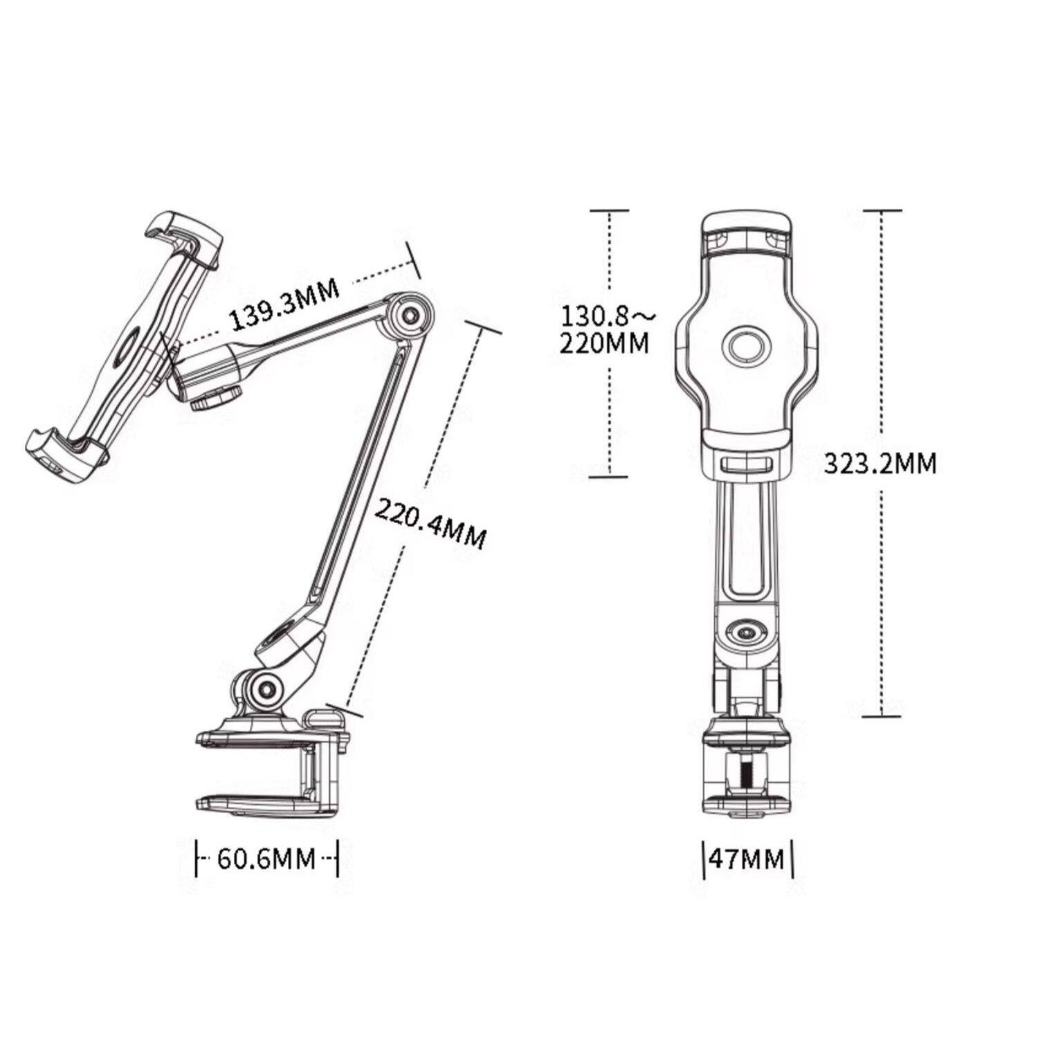 White Clamp-On Quick-Release Tablet & Phone Stand LD-205W
