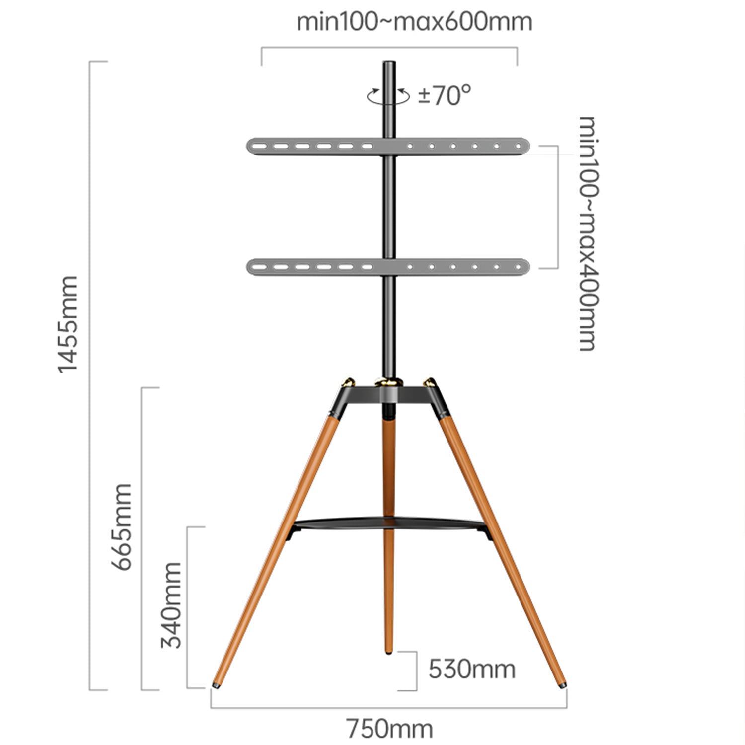 Iron tray style with four-legged beech wood stand Mount Bracket