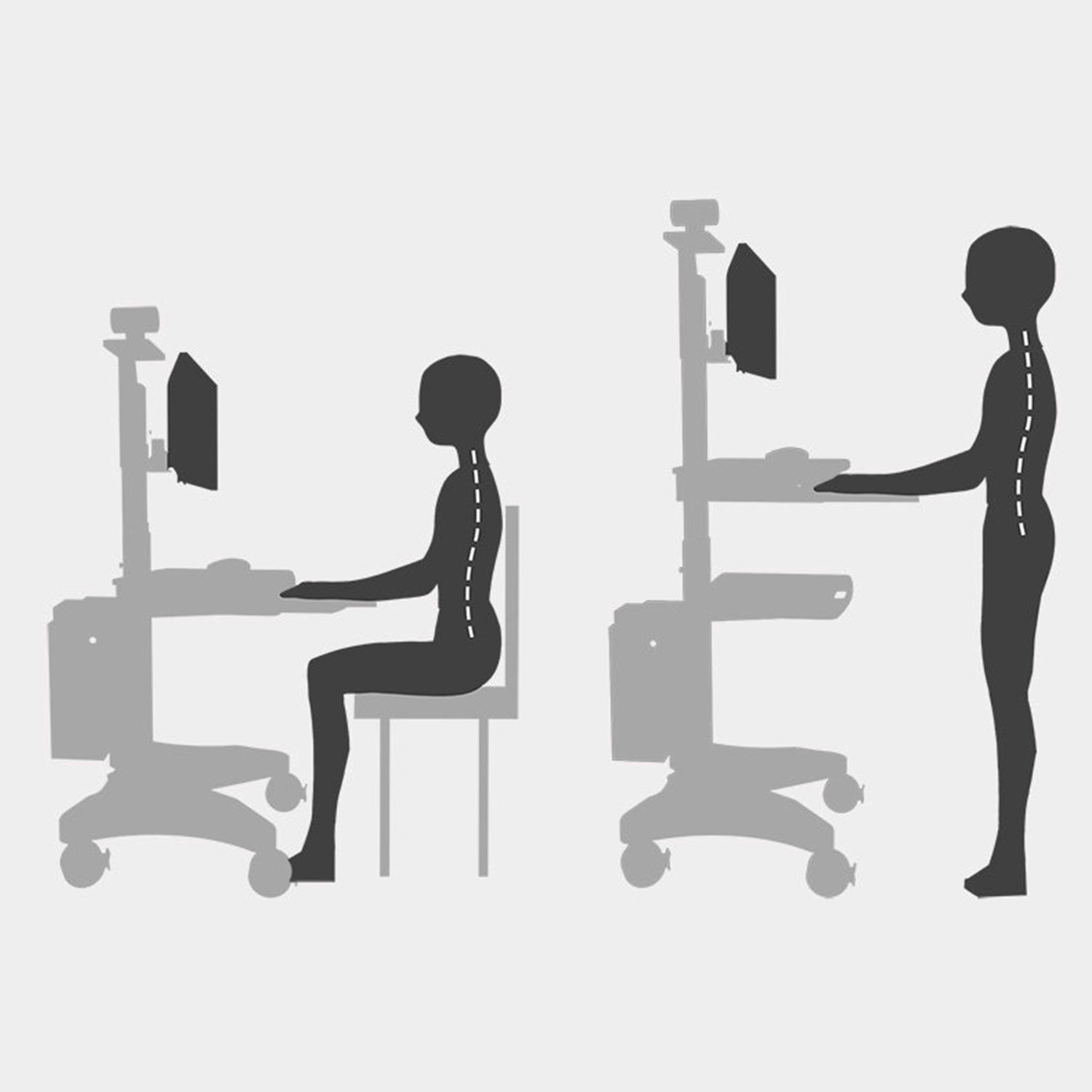 Clinic Medical Mobile Computer Work station Cpu Monitor Cart 1655mm