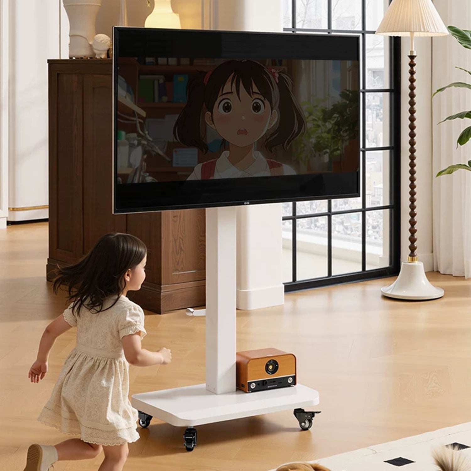 RollView Mobile Tv Monitor floor stand Cart Mount Bracket rotating 10 to 42 inch