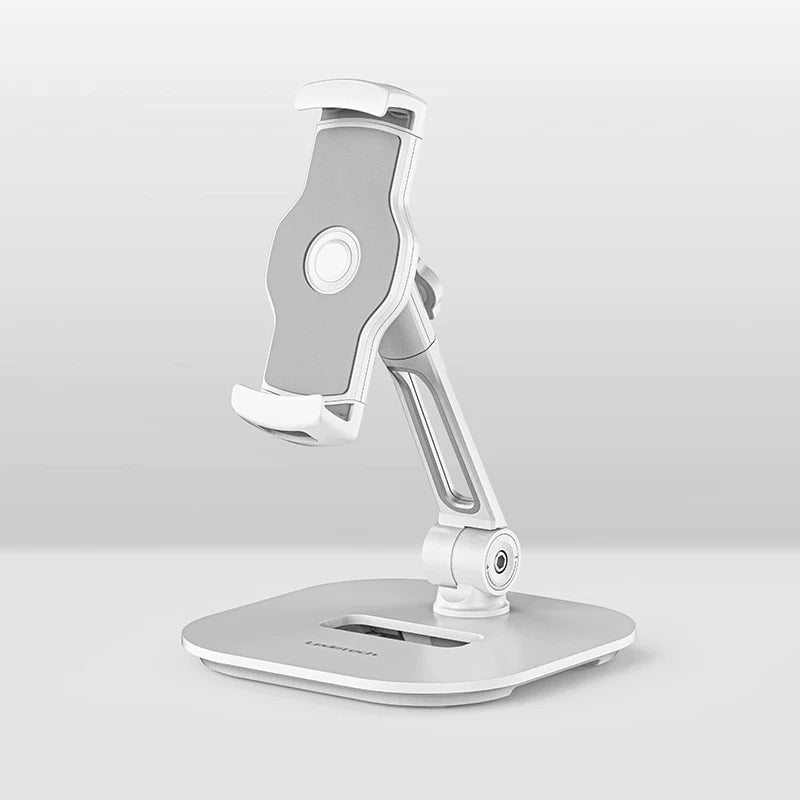 White Universal Tablet & Smartphone Holder - 360° Rotation for Desk & Travel